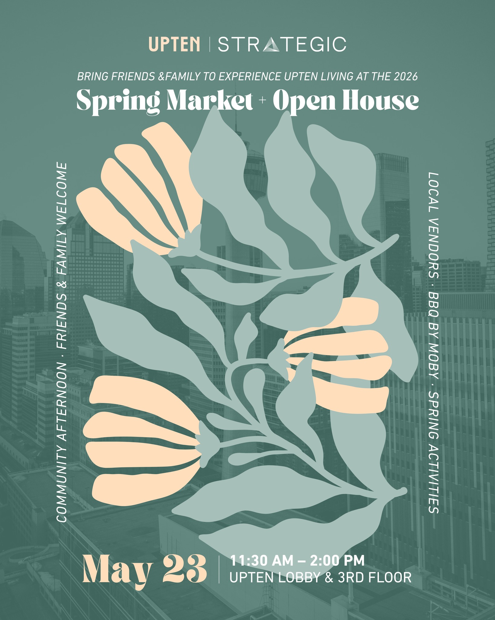 Who’s ready to enjoy the spring vibes this Saturday? 🌼
We’d love to welcome you to UPTEN for our Spring Market + Open House. Bring your friends and family to explore the community and experience UPTEN living firsthand.
📍 UPTEN Lobby & 3rd Floor
🗓 May 23 | 11:30 AM – 2:00 PM
#LiveUPTEN #CalgaryEvents #YYCEvents #CalgaryApartments #YYCLiving