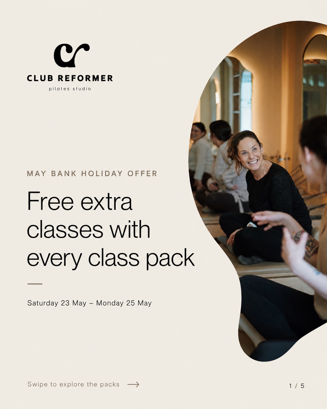 Long weekend plans = moving your body
For this bank holiday only, every class pack comes with FREE extra classes to use across both our studios. More movement, more feel-good energy, ore time for you!
Offer runs Saturday 23rd May - Monday 25th May.
#ClubReformer #PilatesCommunity #PilatesStudio #ReformerPilates #FeelGoodMovement