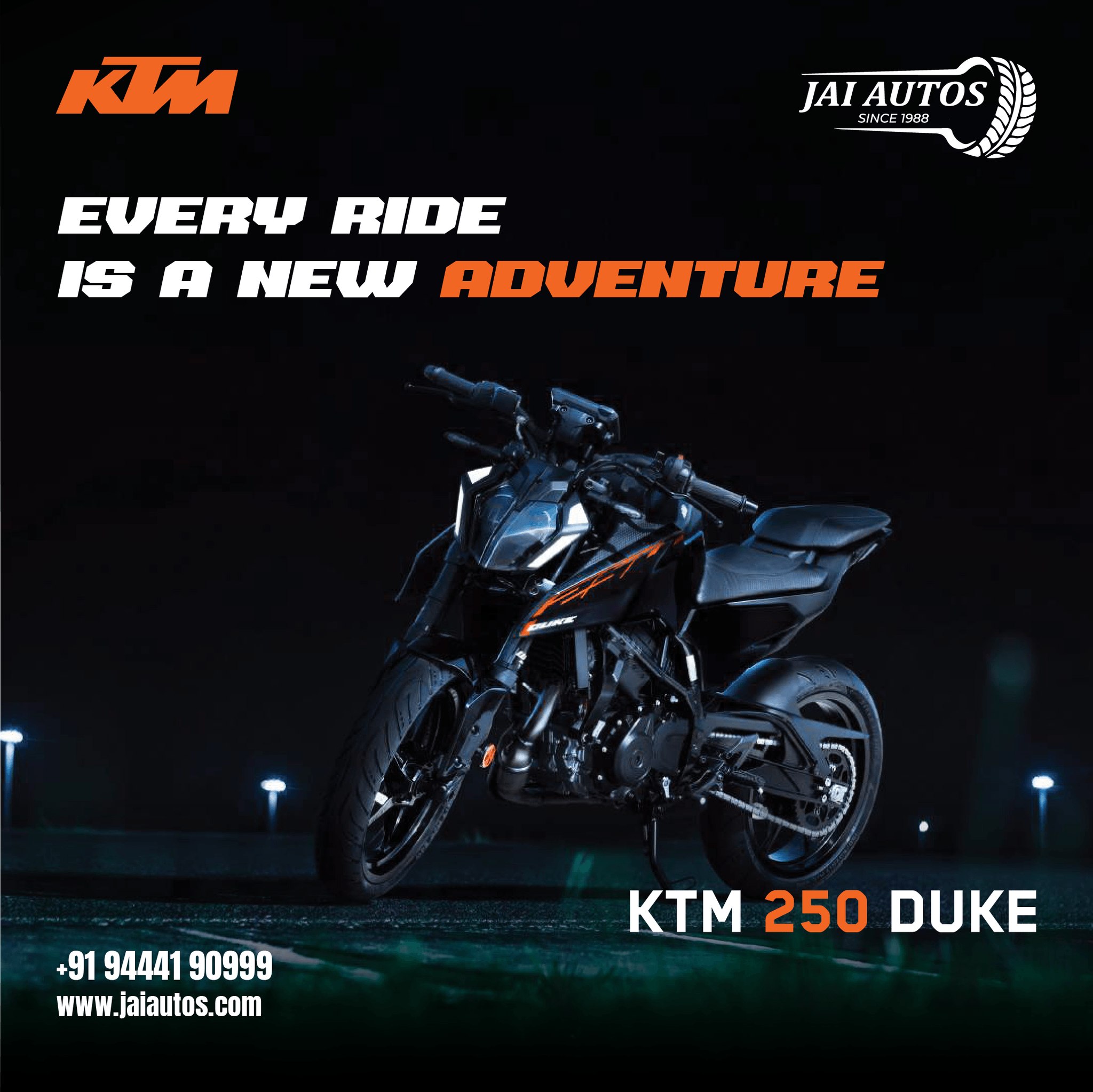 Every ride opens the door to new roads, new memories, and unforgettable adventures. Built for riders who never settle for ordinary journeys.
Call us at: 9444190999 or visit our website https://www.jaiautos.com/ to know more and book your ride today.
#NewAdventure #RideBeyond #AdventureAwaits #BikeLife #MotorcycleJourney #FreedomRide #RideEverywhere