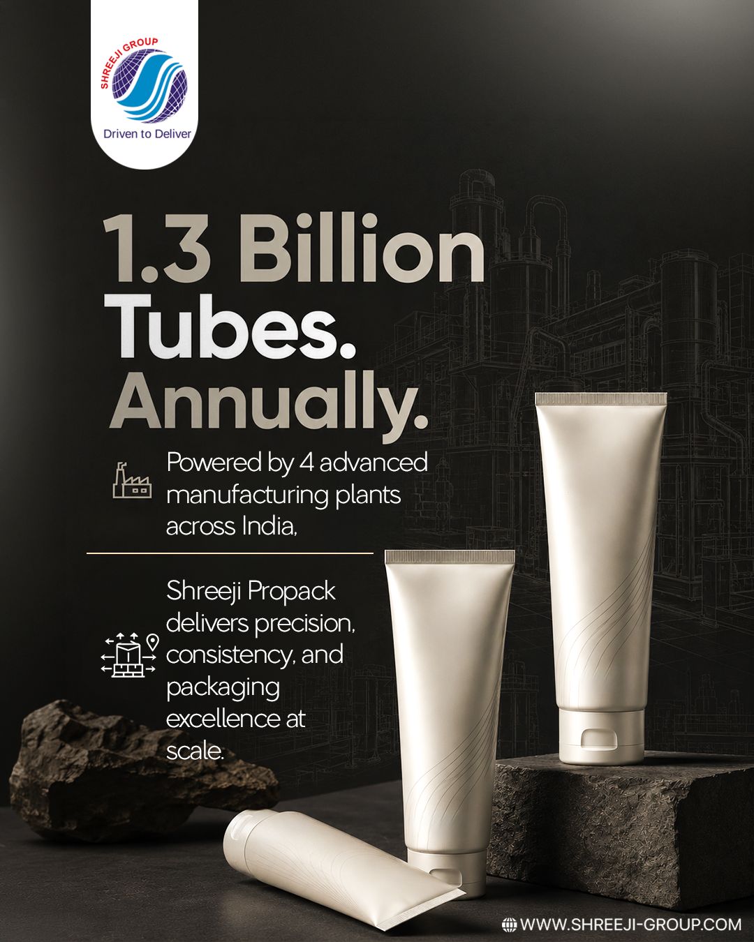 With 1.3 billion tubes produced annually, Shreeji Group continues to support brands with reliable packaging solutions made for consistency, quality, and large scale production. Backed by 4 advanced manufacturing plants across India, every tube reflects trusted performance and smooth delivery.
- - - - -
Website: www.shreeji-group.com
Mobile: +91 9719912323.
Email: marketing@shreeji-group.com
- - - - -
#ShreejiGroup #PackagingSolutions #ManufacturingExcellence #LaminatedTubes #MadeInIndia