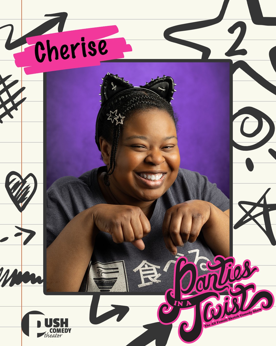 ✨ Cast Spotlight: Cherise (Reese) Pack ✨
At 13, Reese was deep in her anime era, reading The Legend of Drizzt, hanging out at the library, gaming, and vibing to Gorillaz. Honestly? Elite lineup.
If she wasn’t doing that, she was watching her favorite shows, Avatar: The Last Airbender and Say Yes to the Dress.
Celebrity crush? “Do fictional men count?” 😭
Now she’s back for her 2nd Panties in a Twist, and younger Reese might have a few notes.
“I have not been to Japan, I am not a famous actress, and I am not rich,” she admitted, which apparently means 13-year-old Reese would not be impressed 😂
But what keeps her coming back to PIAT is the same thing that makes this show special: women hanging out, having fun, being creative, and watching an idea grow from words on a page into something alive on stage.
This year, she’s especially looking forward to hearing the audience laugh, from backstage and onstage.
Also, she’d add dancing to the Olympics… though she admits she mostly watches for the opening performances, which honestly feels real.
And according to Reese, Panties in a Twist is a major source of joy, and we happen to agree 💖
Come catch Reese and the rest of this hilarious cast👇🏽
PANTIES IN A TWIST IS NEXT WEEK!
📅 May 30 & 31
📍 Historic Wells Theater
🎟️ Tickets at the link in our bio
Panties in a Twist is presented by @wendyschofermd
Thank you to our sponsors:
@thecollectivetattoo
@flow.massage.nfk
@yorgosbageldashery
@themusewriterscenter
📸 Donald Campbell
#pushcomedytheater #neonfk #visitnorfolkva #piat13