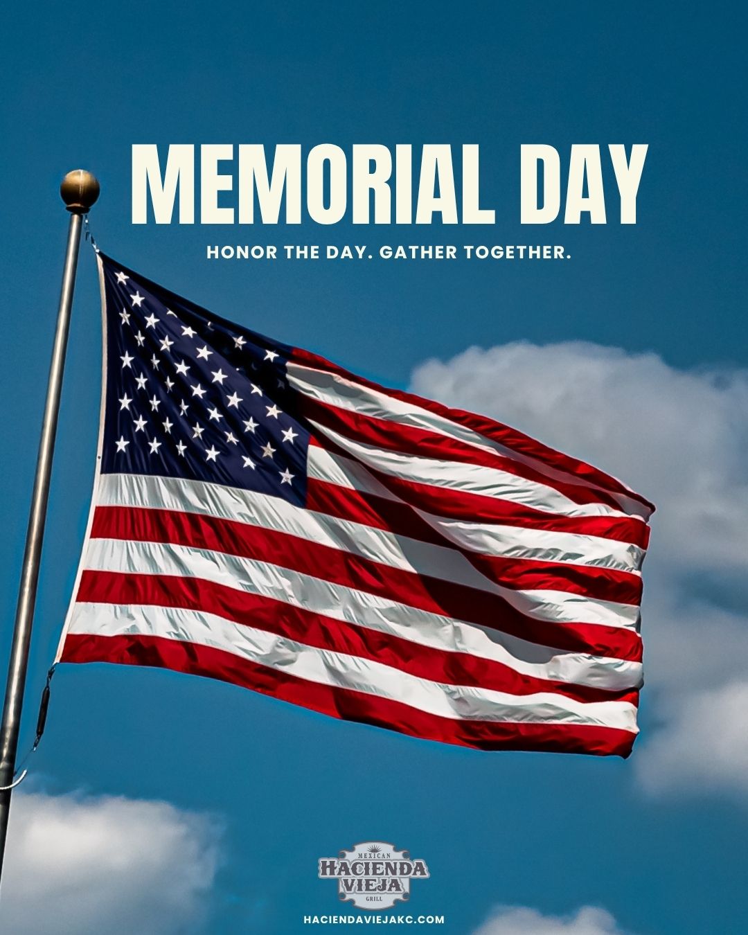 Honor the day. Gather together. ๐บ๐ธ
Spend your Memorial Day weekend with family, friends & great food at Hacienda Vieja.