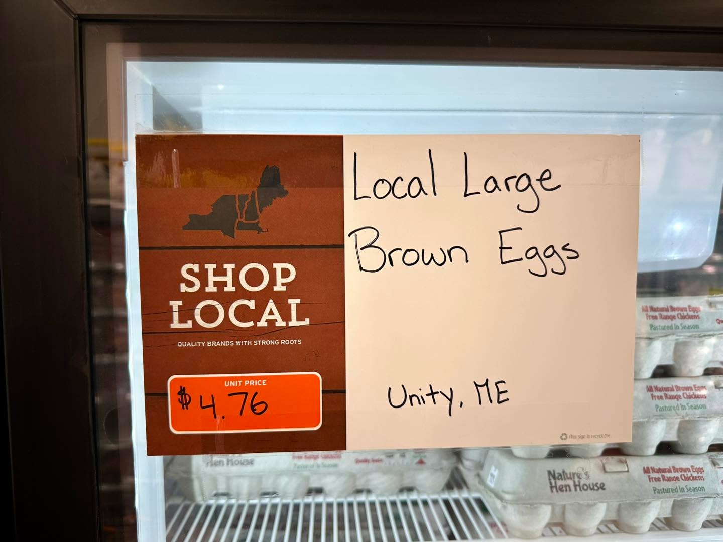 We love, Love, LOVE to be able to showcase local goods in our store! Here is our latest addition!
Delicious, fresh, local eggs right from Unity, ME!
Stop in and grab some 🤗