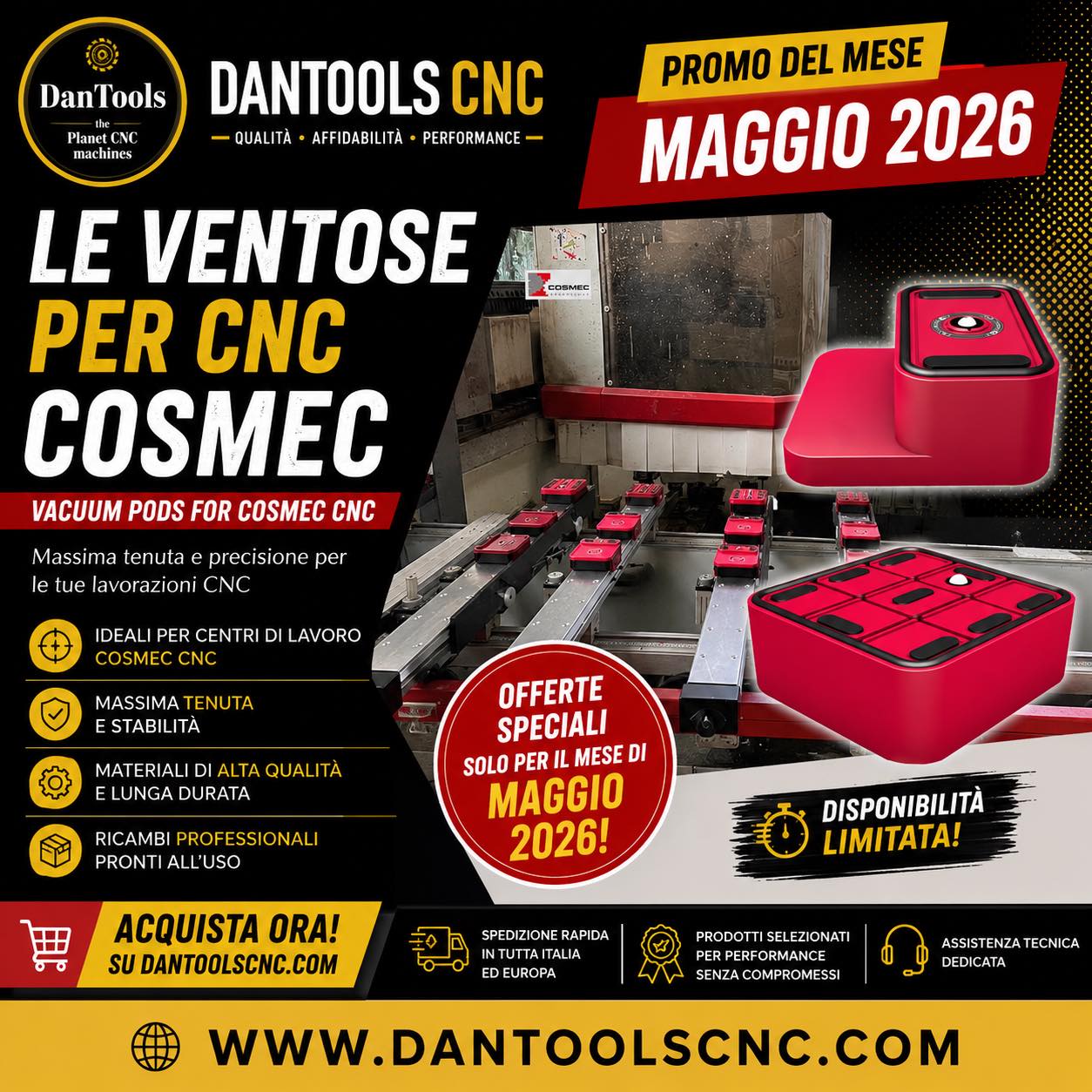 🚨 PROMO MAGGIO 2026 SU VENTOSE PER CNC COSMEC! 🚨
Cerchi ventose affidabili e performanti per il tuo centro di lavoro CNC Cosmec? 🔥
Da DANTOOLSCNC trovi le nostre ventose a vuoto professionali progettate per garantire:
✅ Massima tenuta
✅ Precisione nelle lavorazioni CNC
✅ Materiali di alta qualità
✅ Compatibilità con centri di lavoro COSMEC
✅ Ricambi professionali pronti all’uso
🎯 Approfitta delle OFFERTE SPECIALI valide per tutto il mese di MAGGIO 2026!
🔗 Scopri il prodotto qui:
https://www.dantoolscnc.com/product-page/bs02n
🌍 Ordina online su:
www.dantoolscnc.com
📦 Spedizione rapida in tutta Italia ed Europa
📞 Assistenza tecnica dedicata
#Cosmec #CNC #VacuumPods #VentoseCNC #DantooolsCNC #RicambiCNC #Woodworking #Nestingsystem #VacuumCup #PlanetCNCMachines #CNCmachining #planetcncmachines #vacuumcup #cncmachining