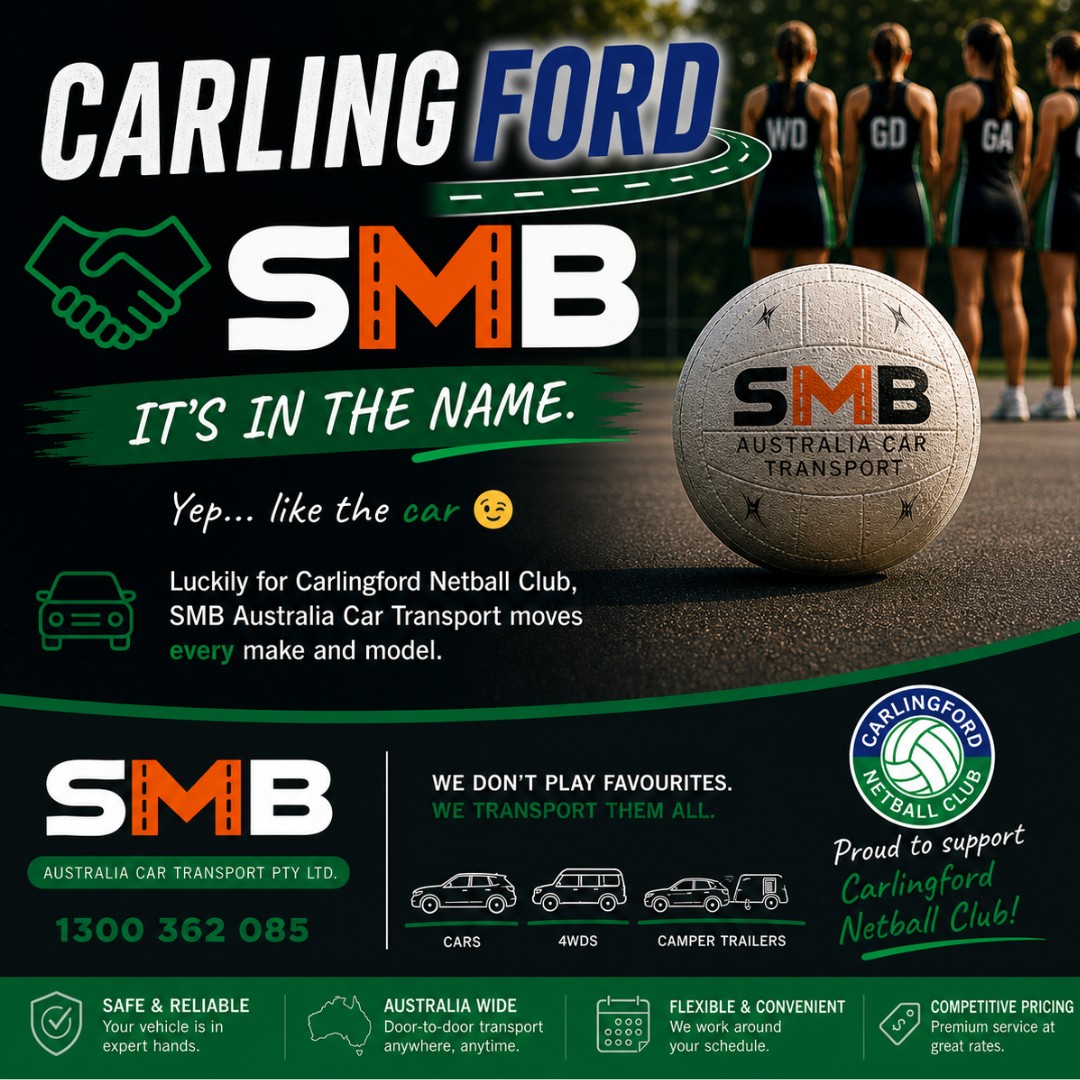 Carlingford Netball Club ๐ค SMB Australia Car Transport
Maybe it was meant to beโฆ after all, we do have โFORDโ in our name ๐
A huge thank you to SMB Australia Car Transport for supporting Carlingford Netball Club and our wider community this season!
From cars and 4WDs to camper trailers, SMB transports every make and model Australia-wide.
Just like on the netball court, itโs all about teamwork, moving smoothly, and getting where you need to be.
Weโre proud to have local businesses backing our players both on and off the court ๐
#SMBaustralia #CarlingfordNetballClub #NetballCommunity #SupportLocal #hillsnetball #carlingford #netball #sports
