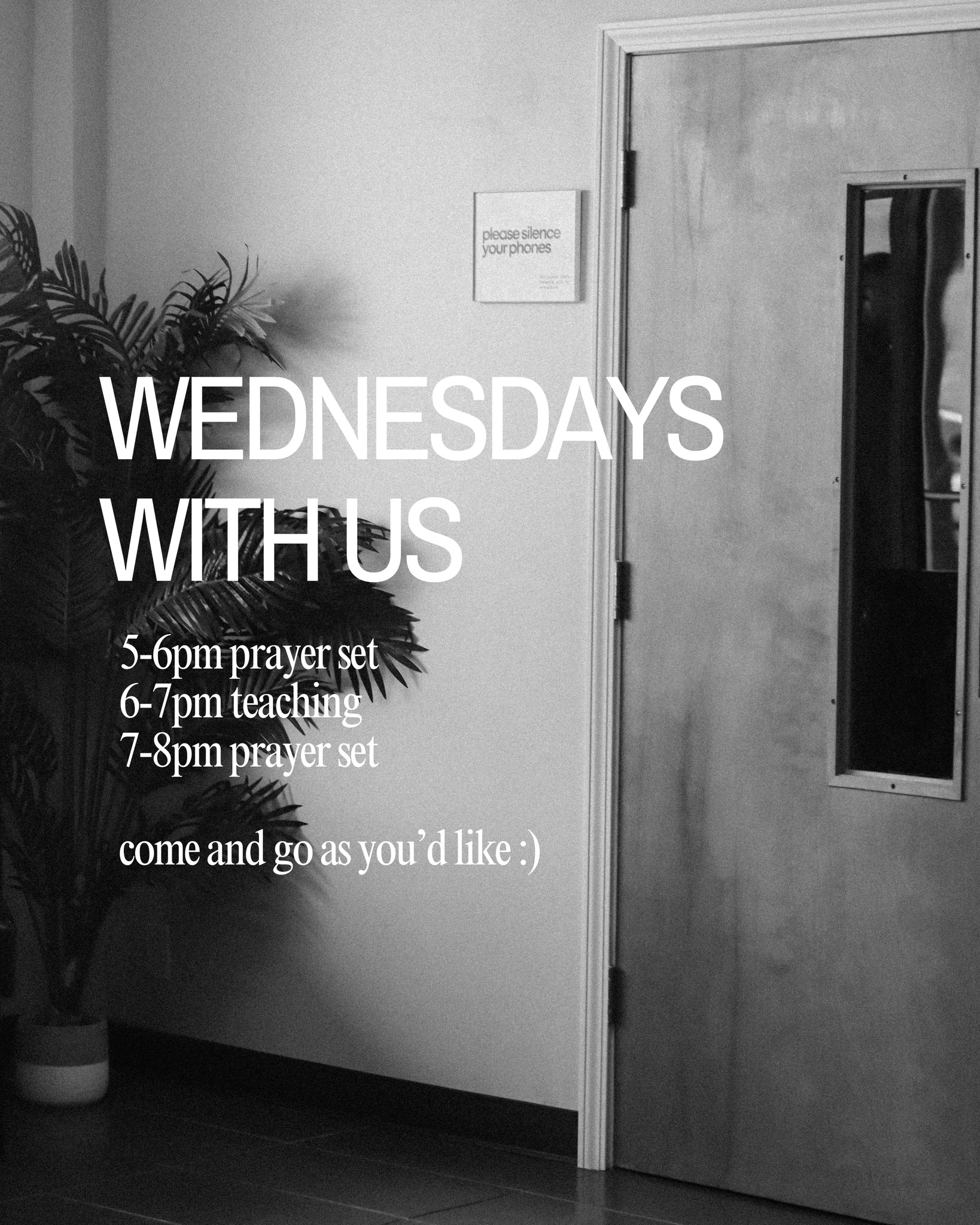 We'd love for you to come be a part of our weekly Wednesday rhythms🙏📖 5-6 prayer set | 6-7 teaching | 7-8 prayer set