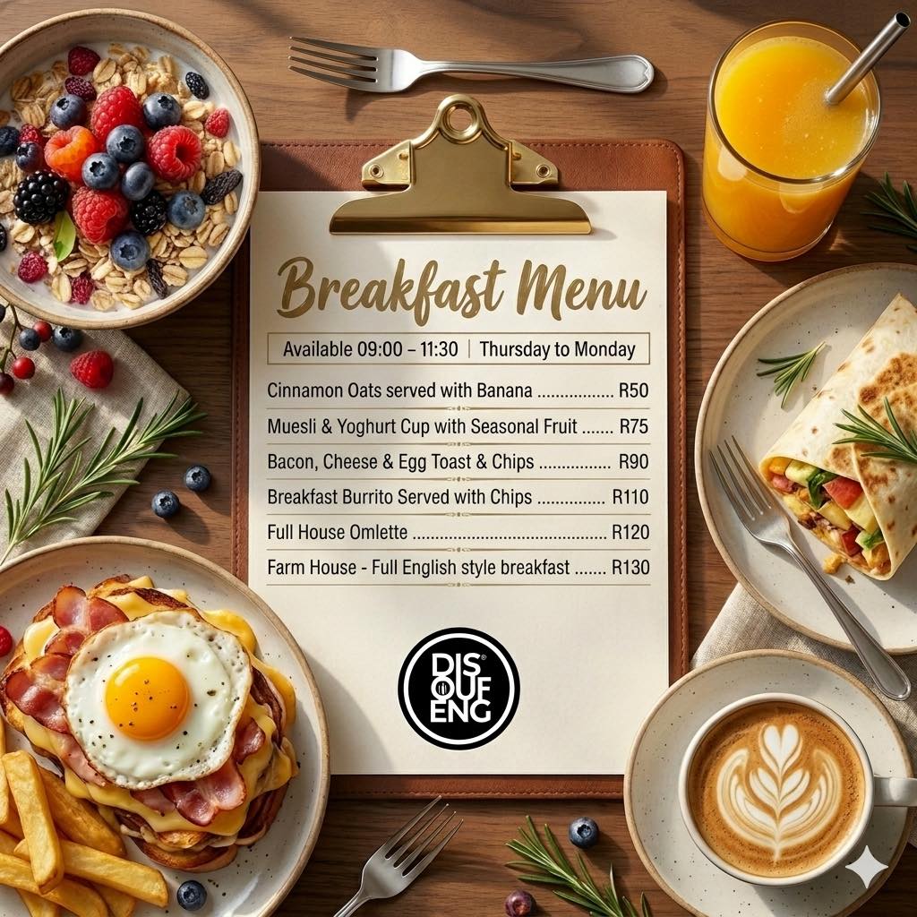 The Disoufeng Breakfast Menu is officially live. Pull up from Thursday to Monday, 09:00 โ 11:30.
๐