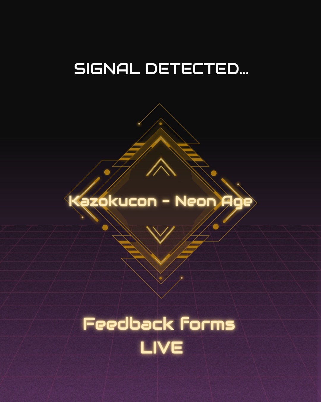 SYSTEM REQUEST: FEEDBACK NEEDED
Kazokucon – Neon Age er over, og vi vil gjerne høre hva du synes!
I tilbakemeldingsskjemaet kan du si din mening om programmet, crewet, maten, lokalet, informasjonen, gjestene, temaet og opplevelsen generelt.
Hva fungerte bra?
Hva kunne vi gjort bedre?
Hva ønsker du å se mer av neste gang?
Dine tilbakemeldinger hjelper oss å gjøre Kazokucon enda bedre for alle som kommer 💙
👉 Fyll ut skjemaet - Link i bio/highlights
Takk for at du var en del av vår Neon Age.