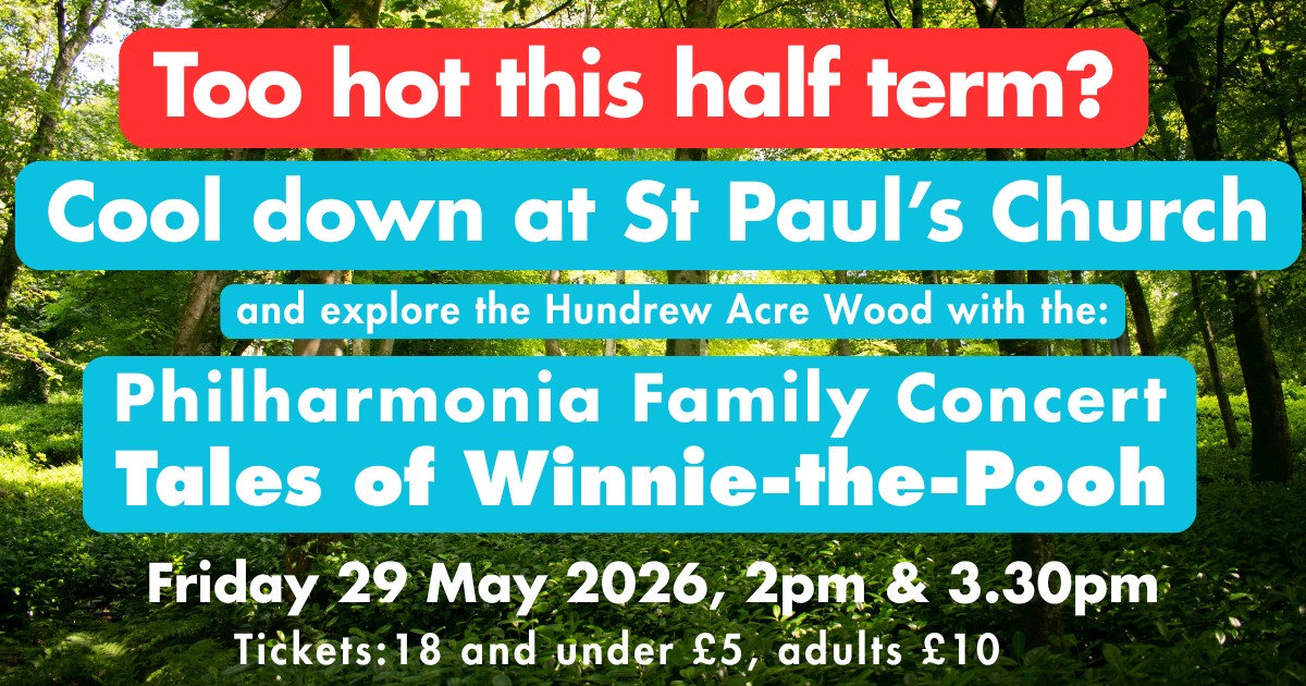 Are things to HOT this half term?
Have a fun afternoon with Tigger, Piglet and Pooh in the cool of St Paul's Church as we explore the Hundred Acre Wood with a Family Concert. Tickets from:
https://philharmonia.co.uk/whats-on/family-concert-tales-of-winnie-the-pooh/
#bedfordevent #childrenentertainment #halfterm #familyconcert #halftermfun #childrenentertainment #halfterm #bedfordevent