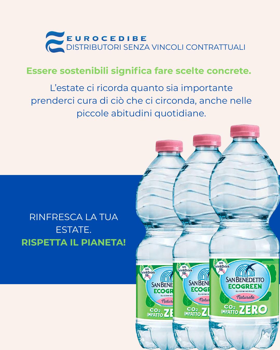 Siamo una Società Benefit.
Ma per noi la sostenibilità non è un’etichetta, è il risultato di scelte concrete fatte ogni giorno.
Per questo, nei nostri distributori trovate San Benedetto Ecogreen, un’acqua a basso impatto di CO₂, in bottiglie con il 30% di plastica riciclata e tappo twist&drink.
Scegliete Eurocedibe per portare nella vostra azienda una pausa più sostenibile, ogni giorno.
Scopri di più
https://www.sanbenedetto.it/it/prodotto/san-benedetto-ecogreen
Eurocedibe – distributori senza vincoli contrattuali
#Eurocedibe #Acqua #Ecogreen #Sostenibilità #SocietàBenefit