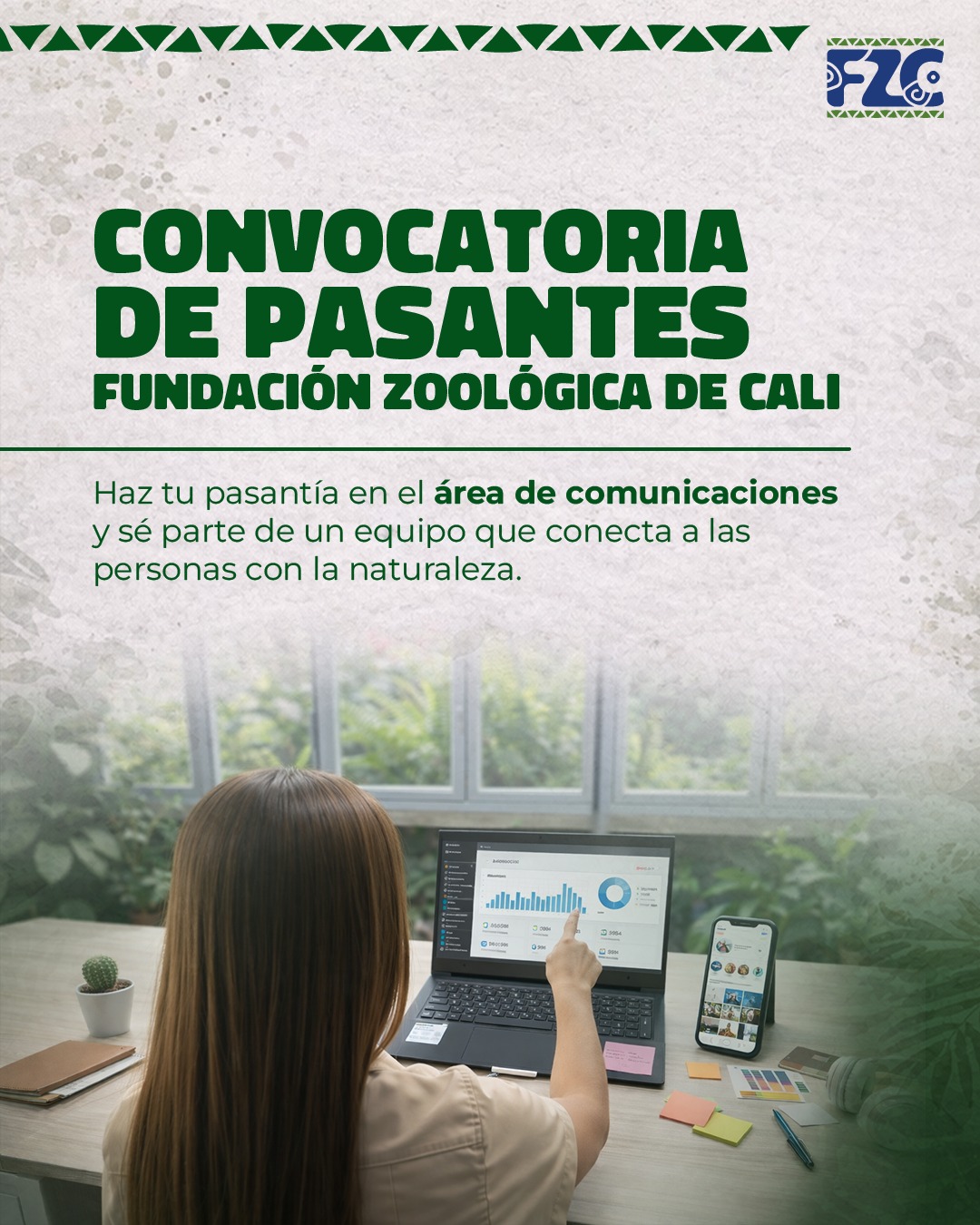 ¡Te queremos en nuestro equipo! 🎨🐾
¿Te apasiona el diseño gráfico y la producción audiovisual? Esta es tu oportunidad de poner tu talento al servicio de la conservación.
La Fundación Zoológica de Cali busca pasante de Diseño de la Comunicación Gráfica y Audiovisual para apoyar la creación de piezas visuales y contenido digital.
📩 Si te encuentras interesado/a, envía tu hoja de vida a:
✅coord.visual@fzc.com.co
✅coord.publicidad@fzc.com.co
#FZC #EmpleosCali #DiseñadorGráfico #Audiovisual