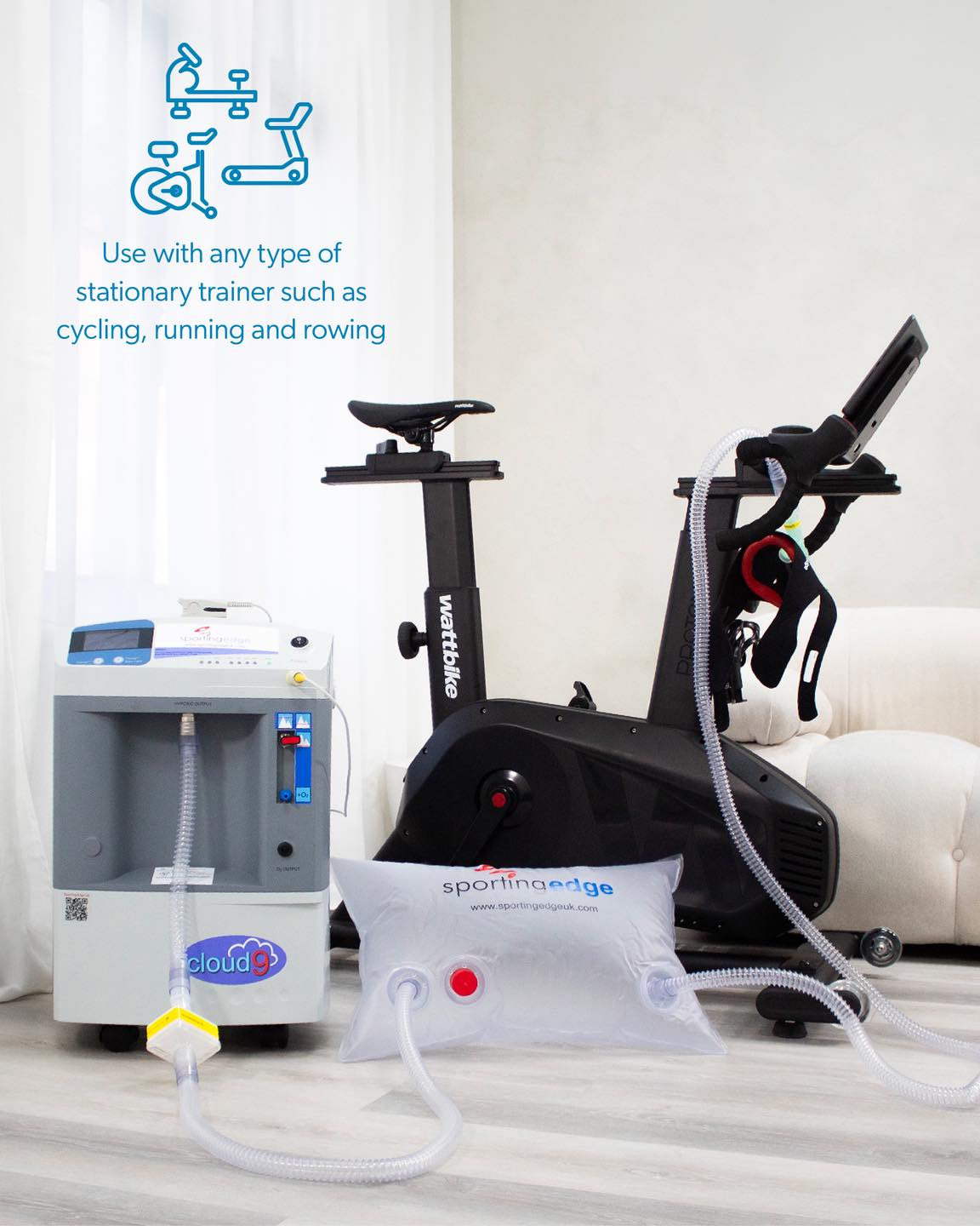 The Cloud9 is a super versatile altitude training tool. No matter how you choose to move, it fits seamlessly into your existing routine:
🏃♂️ Treadmill & cross trainer: Level up your interval sessions with hypoxic training to see pacing and endurance improvements in just a few weeks.
🚴 Indoor bike: Level up your Zwift or Wattbike sessions. Just 2–3 short Cloud9 sessions a week can smash through fitness plateaus and spike your functional threshold power (FTP).
🚣 Rowing machine: Rowing is already a great, full-body workout. Adding hypoxic air just takes it to a whole new level, making your body work harder and forcing physiological adaptations that can’t be achieved in any other way.
🧗 Stairmaster: Replicate actual mountaineering conditions. Perfect for high-altitude expedition prep or building bulletproof leg strength and endurance.
🏋️ Resistance & weight training: Yes, weight training! Performing free weights or resistance work under simulated altitude places a massive metabolic stress on your muscles, accelerating strength adaptations and lean muscle toning without needing to overload your joints with heavier weights.
Whether you are aiming for peak athletic performance, accelerating weight loss, or maintaining your engine while rehabbing an injury with low-impact tools, Cloud9 delivers. It’s compact, incredibly easy to set up, and safe.
Work smarter, not just harder. It’s time to train above the clouds. ☁️💪
#altitudetraining #altitudesimulator #hypoxictraining #livelowtrainhigh #homegym