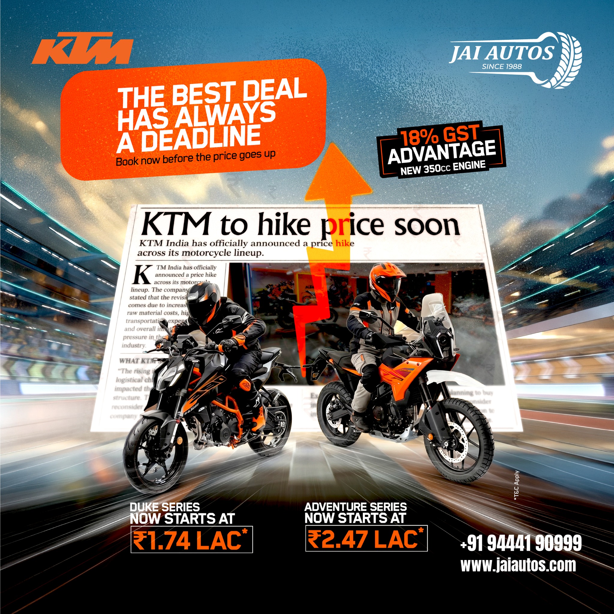 KTM is built for riders who chase adventure with fearless energy and unmatched style. Conquer every trail with powerful performance, bold design, and the thrill of every ride pushing you forward.
📞 Book Your KTM Experience Today PH: 9444190999
🌐 Ride Beyond Limits https://www.jaiautos.com/
#KTM #ConquerEveryTrail #RideWithStyle #BikeAdventure #PowerAndPerformance #MotorcycleLife #TrailRiders