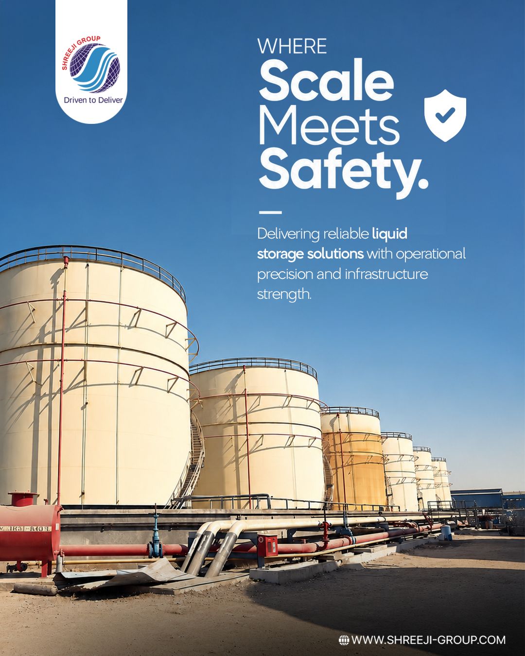 Built for large scale operations, Shreeji Group delivers safe and reliable liquid storage solutions with strong infrastructure, smooth handling, and dependable performance that supports industries every day with confidence and care.
- - - - -
Website: www.shreeji-group.com
Mobile: +91 9719912323.
Email: marketing@shreeji-group.com
- - - - -
#ShreejiGroup #StorageSolutions #IndustrialInfrastructure #SafeOperations #DrivenToDeliver
