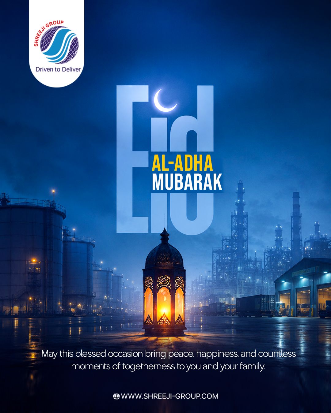 Shreeji Group wishes you and your loved ones a blessed Eid Al Adha filled with peace, happiness, faith, and togetherness. May this joyful celebration bring prosperity, joy, and memorable moments to every family.
#EidAlAdha #ShreejiGroup #EidWishes #FestivalOfFaith #Togetherness