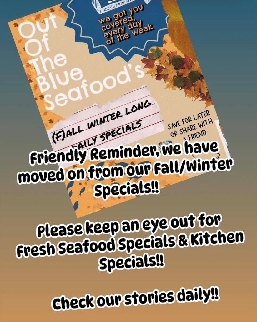 🚨🚨Friendly Reminder - We have moved on from our Fall/Winter Specials 🚨🚨
Please keep an eye open for other Daily Specials from our Market and Kitchen!!
Check our Posts and Stories Daily!!
Open until 9pm Daily
631.728.3474
#seafoodmarket #outoftheblueseafood #outoftheblue #longislandseafood #local #seafood #eastend #fresh #easthampton #watermill #shinnecock #hamptonbays #southampton #hamptons #longisland #bridgehampton #westhampton #montauk