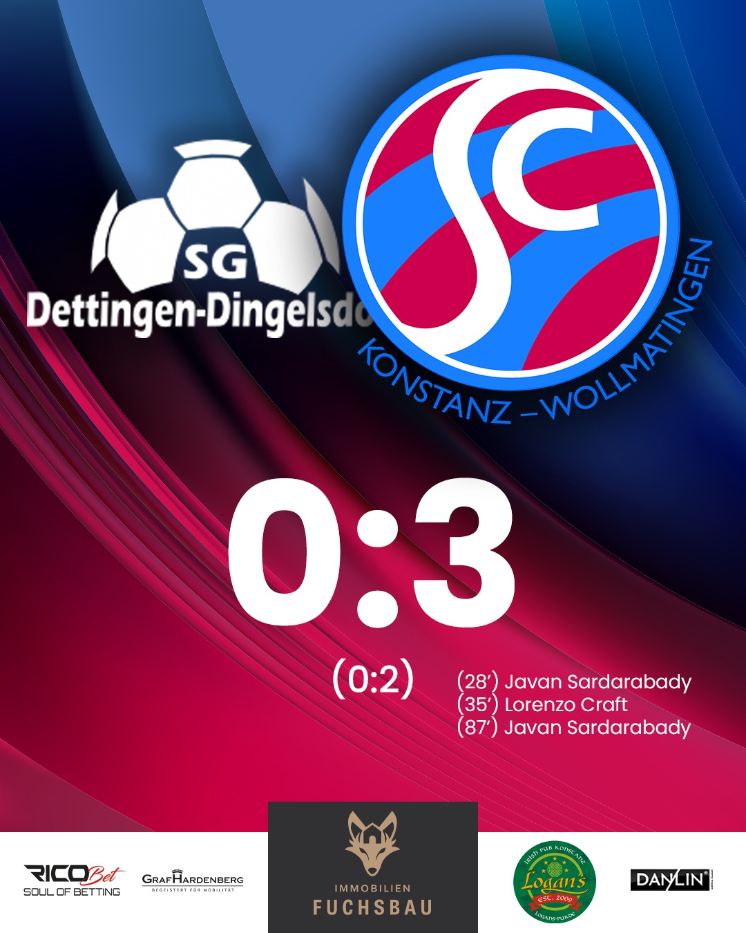 #Auswärtssieg zur Meisterschaft! ⚽🥳
SG Dettingen-Dingelsdorf
vs. SC Konstanz-Wollmatingen
// 0:3 (0:2)