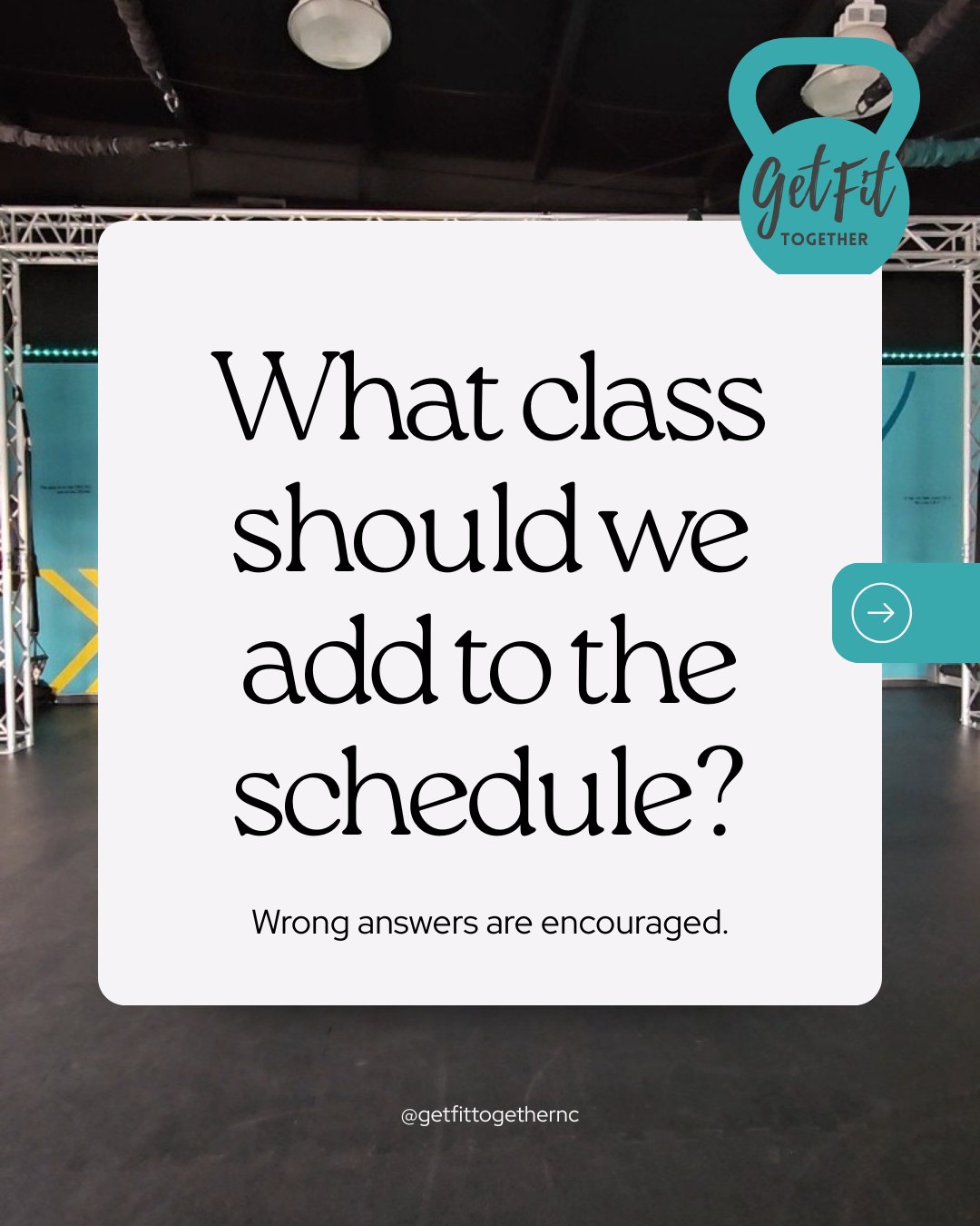 What class should we add to the schedule?”
Wrong answers are encouraged.
Right answers might actually happen. 😂