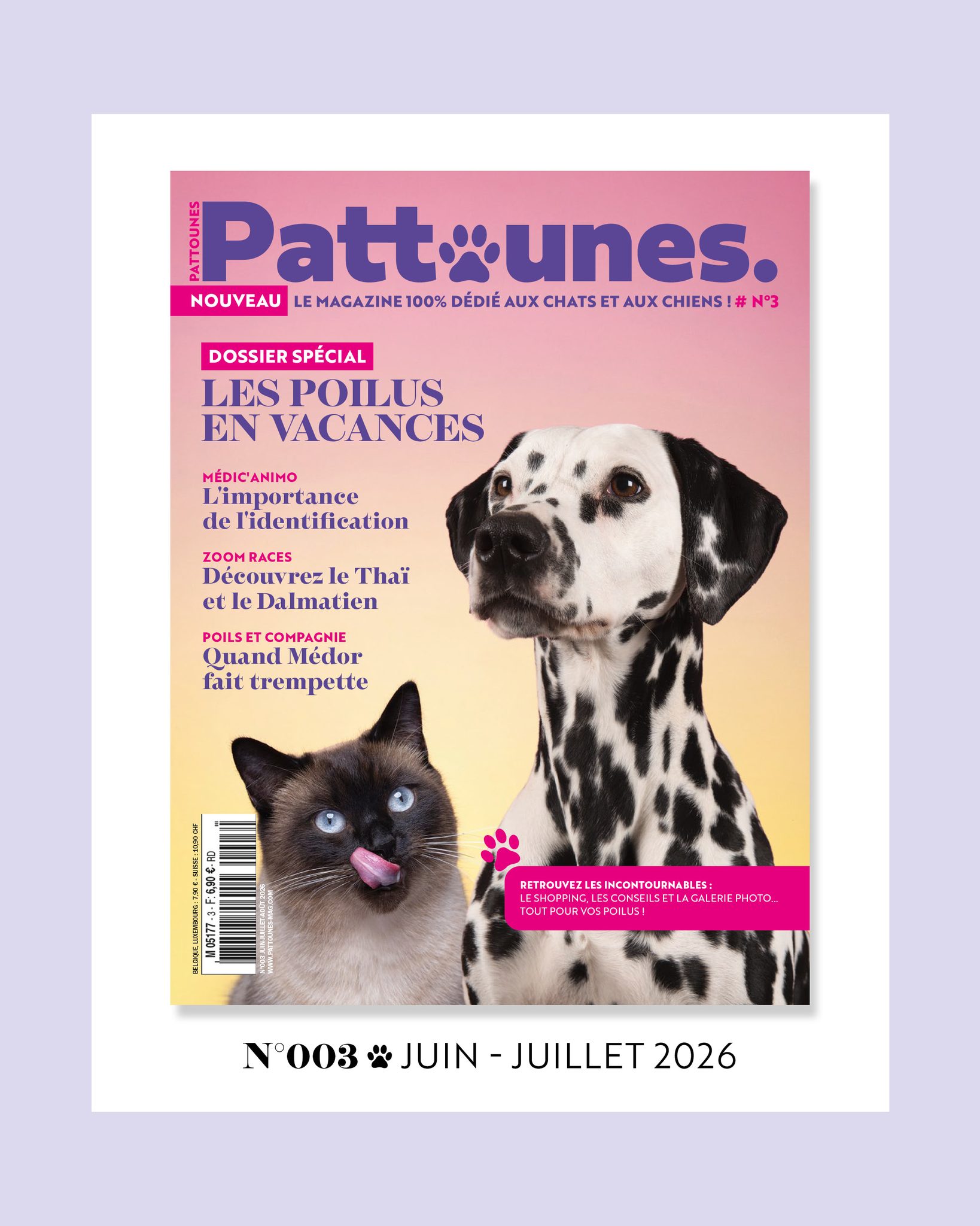 Pattounes #003 est disponible 🐾
Votre magazine 100% dédié à la vie de nos chiens et chats revient en kiosque pour un numéro été rempli de conseils, découvertes et bonne humeur !
Dans ce nouveau numéro :
📢 Coup de patte sur l’actu : La vie à 100 à l’heure selon @seven_et_tom
🩺 Médic’animo : IA et animaux, pratique… mais pas magique
🌊 Papilles en émoi : l’intoxication à l’eau de mer
🚿 Poils et compagnie : quand le chat fait grève de la douche
🏄♂️ Truffes en vadrouilles : cani-paddle, à l’eau ensemble !
👨👩👧 Vie de famille : les bruits du quotidien, ce que votre animal subit
Et plus encore…
Édition : @agence_les_cocottes , Jeanne Collomb Ferrari | Rédaction : May Gransart | Production : Lucie Barbier | DA : Camille Pruvot | Publicité : Cindy Sakr
➡️ Abonnez-vous sur : www.pattounes-mag.com