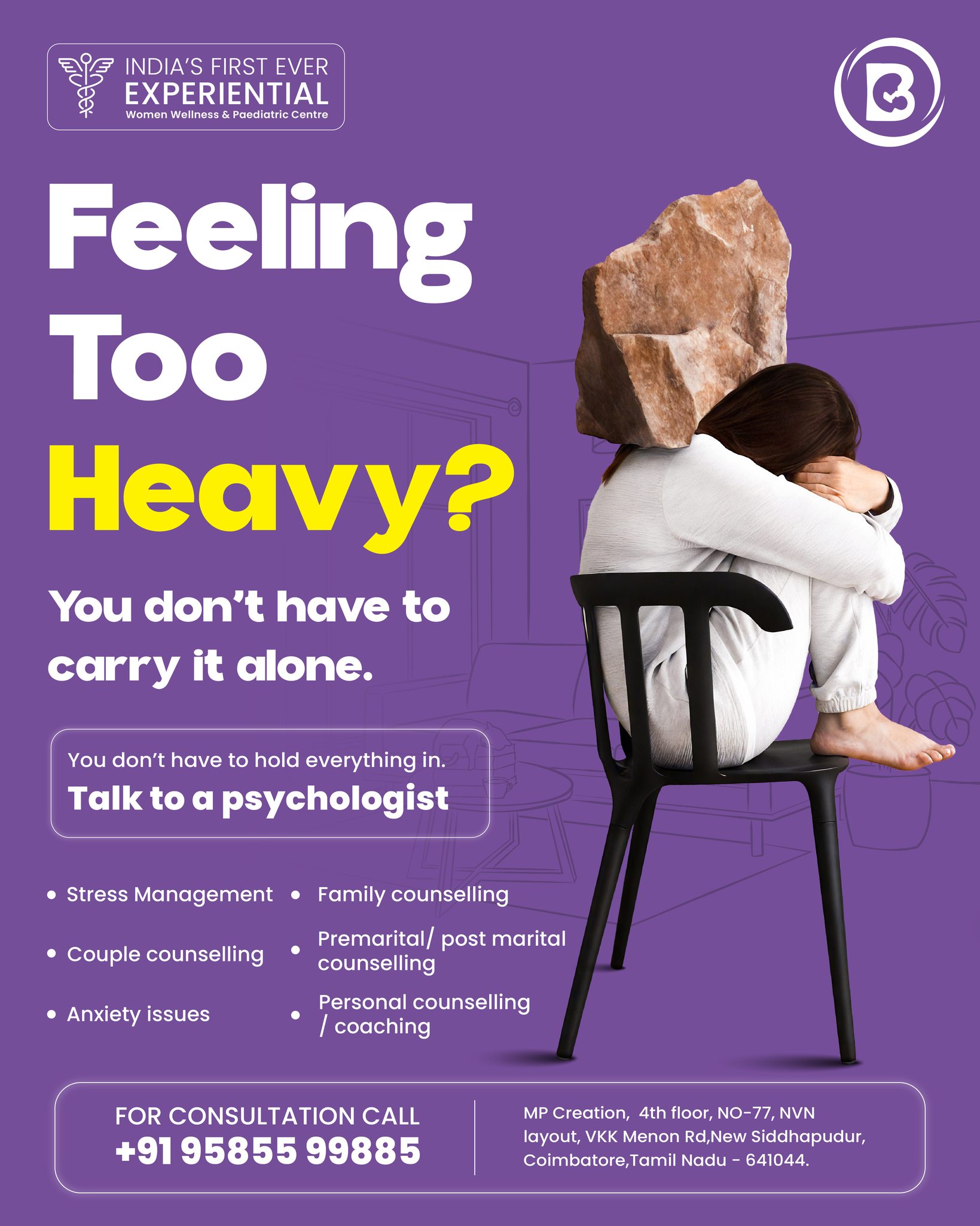 Some struggles don’t show on the outside.
You may look fine to everyone else… but inside, it can feel heavy, tiring, and hard to explain.
If stress, anxiety, or emotional pressure has been building up, you don’t have to keep carrying it alone.
Talking to the right person can make a real difference.
At Babyama, psychological support is available for those who need a safe space, guidance, and care 🤍
For your Appointment
📞 Book now: +91 95855 99885
📍 Babyama Women Wellness & Paediatric Centre, Coimbatore
#babyama #psychologyfacts #WomenWellness #coimbatore