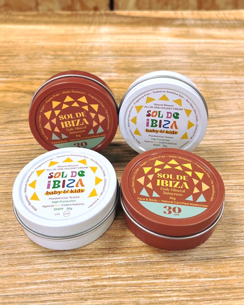 We have this beautiful, natural, plastic-free mineral sunscreen for babies, children and adults from @soldeibiza in store.
☀️ In their words for Adults:
More than a sunscreen, this antioxidant-rich, vegan formula deeply hydrates, regenerates cells, prevents photoaging, reduces sunspots, and protects against pollution, infrared, blue light, UVA, and UVB rays.
Infused with organic almond oil, aloe vera, calendula, and non-nano zinc oxide, it’s water-resistant, gentle on sensitive skin, and suitable for all skin types - dry or oily.
Packaged in 100% plastic-free, infinitely reusable packaging, it’s as kind to the planet as it is to your skin!
For babies:
The ultimate shield for delicate skin, protecting against sunburn, redness, dryness, and irritation while soothing sensitivities.
Enriched with organic aloe vera and calendula, it shields your baby's skin from UV rays, wind, pollution, and bacteria. Safe for babies 0+ months, it offers SPF 30, blocking 97% of UVB rays and providing broad-spectrum UVA protection.
Perfect for daily use or holidays, it protects against diaper-related irritation, calms redness, and is ideal for newborns, whose skin is 5 times thinner than adults, ensuring optimal care and protection.
They're the perfect size to pop into your handbag to re-apply during the day too.