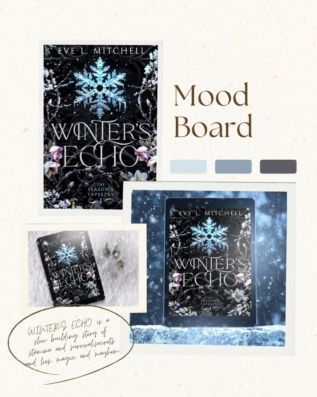 ❄Winter's Echo❄
The first book in the Season's Tapestry series, Winter's Echo is live and available on Amazon and with your KU subscriptions.
What to expect:
🤍High stakes
🩵Hidden magic
🤍Morally grey MMC
🩵Slow burn
🤍Forced proximity
🩵Reluctant allies
➡Grab your copy here: mybook.to/wintersecho
#wintersecho #evelmitchellsbooks #evelmitchell #fantasyromance #romantasy