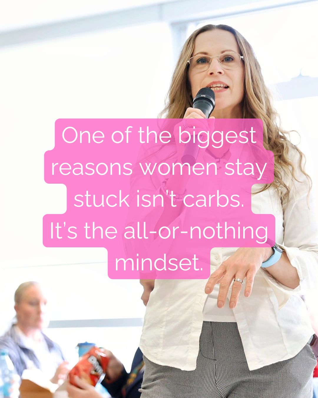 One of the biggest reasons women stay stuck isn’t carbs.
It’s the all-or-nothing mindset.
“I missed a workout, so this week is ruined.”
“I ate off plan, so I’ll start again Monday.”
“If I can’t do it perfectly, what’s the point?”
But sustainable health was never supposed to look like perfection.
Real life includes:
→ stressful weeks
→ vacations
→ low energy days
→ dinner out with friends
→ busy schedules
The women who make long-term progress are typically not the most perfect.
They’re the ones who learn how to keep going after imperfect days.
Because one off-plan meal doesn’t erase your progress.
One missed workout doesn’t undo your fitness.
One hard week doesn’t mean failure.
80% consistency over time will take you much further than short bursts of perfection ever will.
