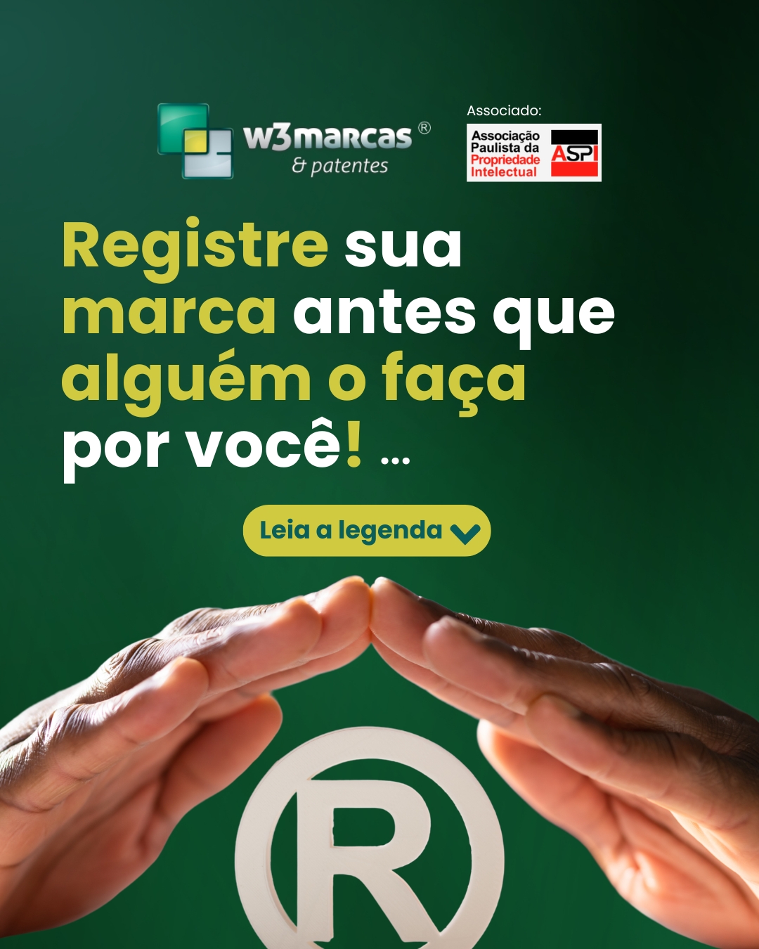 🚨 Registre sua marca antes que outra pessoa registre primeiro!
No Brasil, vale a regra do “quem registra primeiro, tem prioridade”.
Isso significa que, mesmo usando uma marca há anos, você pode perder o direito sobre ela se outra pessoa fizer o registro antes no INPI.
❌ Adiar o registro pode gerar:
• Perda do direito ao nome da marca
• Problemas jurídicos
• Prejuízos financeiros e rebranding forçado
✅ Com o registro da marca, você garante:
✔️ Exclusividade em todo o território nacional
✔️ Segurança jurídica contra concorrência desleal
✔️ Valorização do seu patrimônio empresarial
✔️ Mais segurança para expandir e crescer
💼 Com mais de 20 anos de experiência em registros de marcas e patentes no Brasil e no exterior, a W3Marcas & Patentes é referência em segurança, agilidade e credibilidade.
🚀 Proteja sua marca com quem entende do assunto.
📲 Atendimento imediato:
📱 0800 590 0487
📧 registrecom@w3marcasepatentes.com.br
🌐 www.w3marcasepatentes.com.br
#RegistroDeMarca #MarcaRegistrada #INPI #W3Marcas #ProtejaSuaMarca #PropriedadeIntelectual #DireitoEmpresarial #Empreendedorismo #EmpreendedorismoSeguro #MarcaForte #SegurançaJurídica #Patentes #Branding