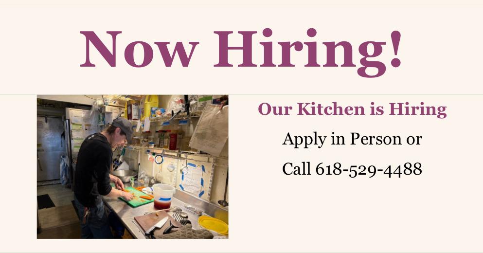 Our Kitchen is Hiring! Apply in Person or Call 618-529-4488. Enjoy cooking wholesome organic food in a friendly atmosphere ❤
We're open Wed-Sun, 9-3, 100 E. Jackson, Carbondale.
#comeandseeus #BranchCafeAndMarket #local #healthyliving #localbusiness #realfood