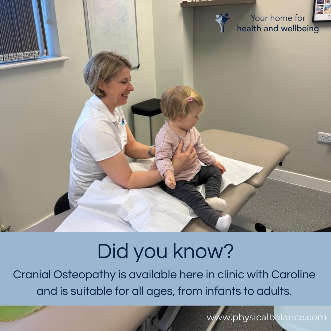 Cranial Osteopathy is available here in clinic with Caroline and is suitable for all ages, from infants to adults 👶 👩🦰
Cranial Osteopathy uses techniques which are safe, gentle and non-manipulative and therefore is often used when treating young children and new-born infants.
To find out more, or to book any appointment, please visit our website (link in our bio) or call us on 01256 770022 and we'll be happy to help 😊 #physicalbalance #basingstokeclinic #thestudioatphysicalbalance #osteopathybasingstoke #cranialosteopathybasingstoke #cranialosteobasingstoke #osteobasingstoke #cranialosteopathy