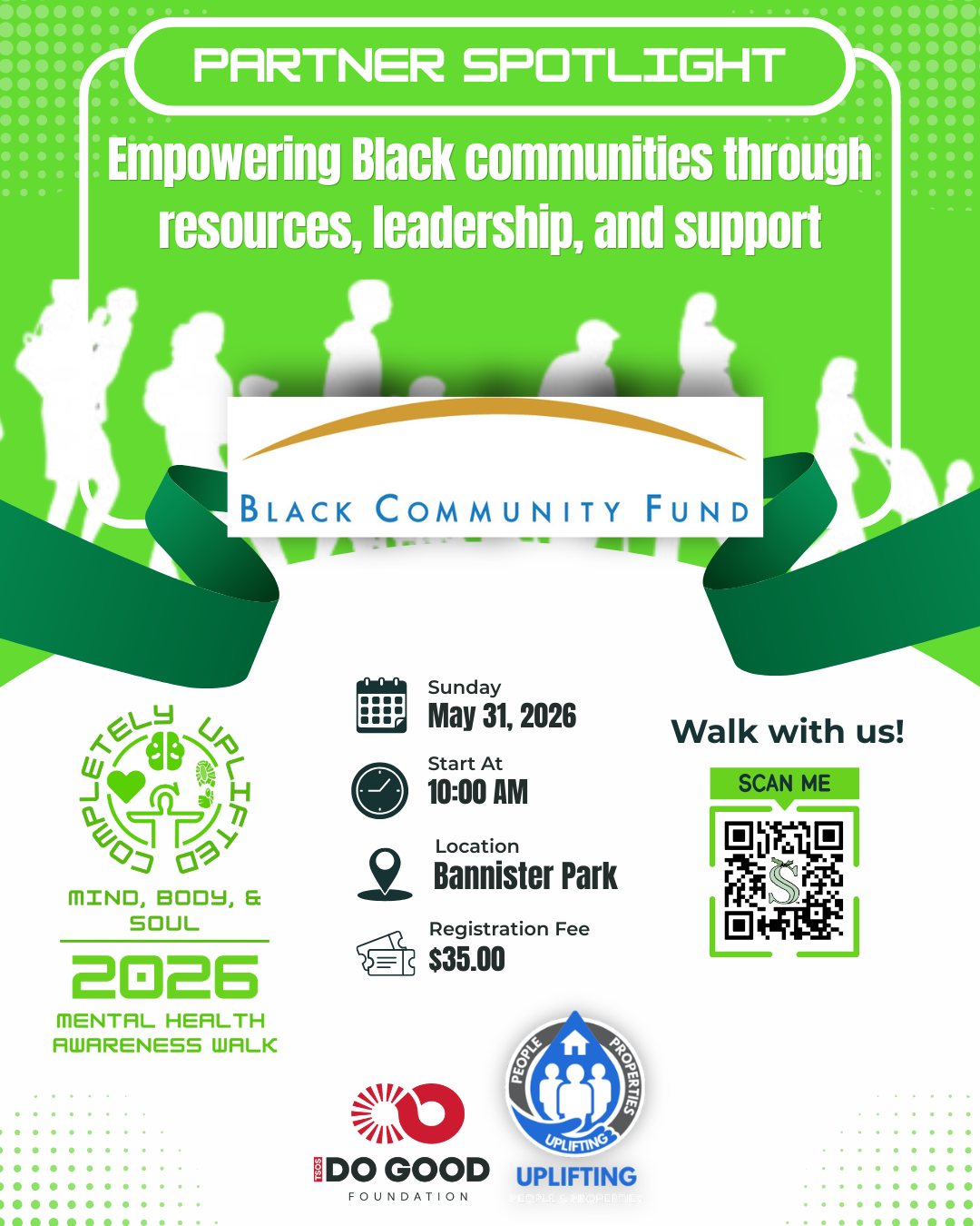 We are honored to welcome The Black Community Fund as a partner for the 2nd Annual Completely Uplifted: Mind, Body & SOUL Mental Health Awareness Walk. 💚
As part of this year's event, representatives from The Black Community Fund will share information about Minority Mental Health Awareness Month and their important public awareness campaign focused on reducing stigma, increasing understanding, and encouraging conversations around mental health within our communities.
Mental health matters. Awareness matters. Access matters.
Together, we can help create a future where individuals and families feel empowered to seek support and connect with the resources they need.
📅 Sunday, May 31, 2026
⏰ 10:00 AM
📍 Bannister Park | 9750 James A. Reed Rd., Kansas City, MO
Thank you to The Black Community Fund for helping us elevate this important conversation and strengthen our community through education, awareness, and action.
#MentalHealthAwareness #MinorityMentalHealth #CompletelyUplifted #DoGood365 #KansasCity