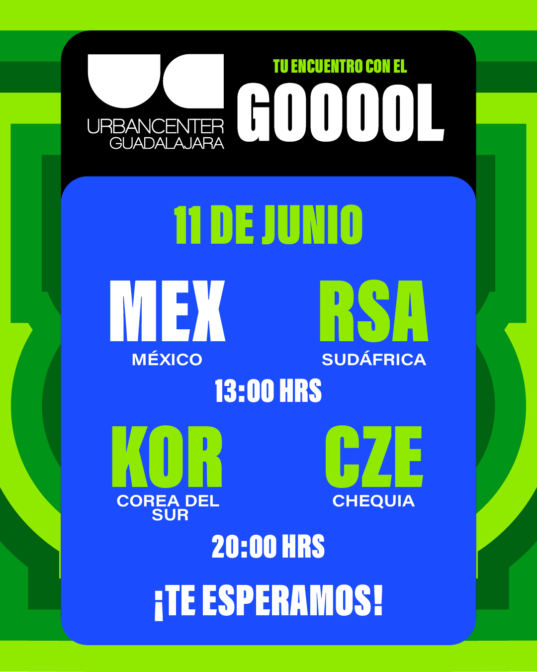 Faltan pocos días para que empiece la emoción 🇲🇽⚽ Este 11 de junio México juega y Guadalajara también recibe un gran encuentro. Ven a vivirlo en Urban Center Guadalajara.
📍Urban Center Guadalajara
Av. López Mateos Sur #7000, Fracc. Residencial La Rioja, Col. Los Gavilanes, C.P. 45645, Tlajomulco de Zúñiga, Jalisco.
#ViveLosGoles #TuEncuentroConTodo #ViveUrbanCenter #UrbanCenterGuadalajara #UCGDL #Guadalajara #Futbol #PartidosEnVivo #TransmisionesEnVivo #PlanEnGuadalajara #PlazaComercial #AmbienteFutbolero #JunioFutbolero #Goles #FutbolEnGuadalajara