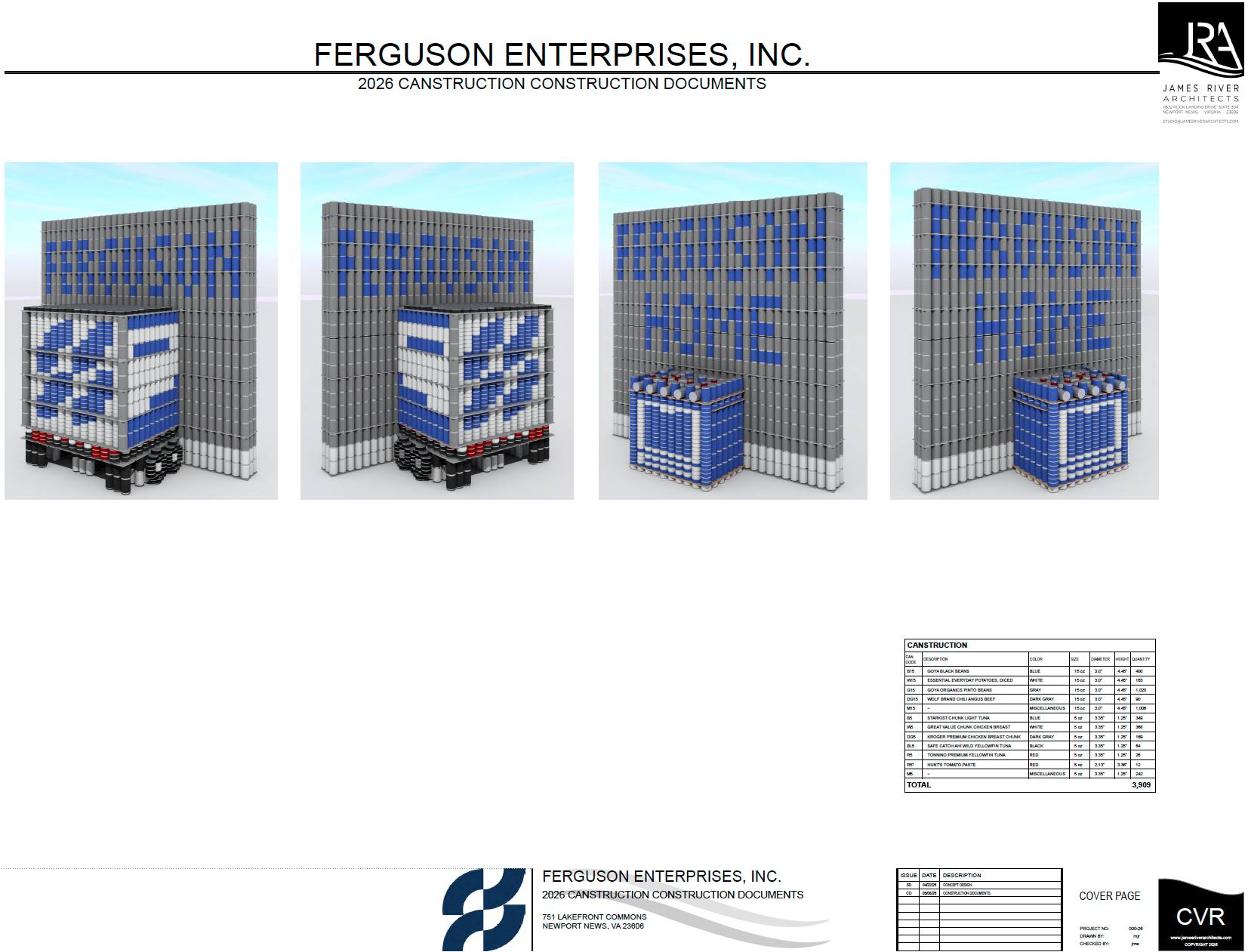 Building more than structures—we're building community! 🏗️🥫
James River Architects was proud to partner with Ferguson Enterprises, INC for this year's Canstruction event, where creativity, teamwork, and a commitment to giving back came together in an inspiring way.
Using donated canned goods, our team designed and built a unique structure symbolizing Ferguson Enterprises, INC. It's amazing what can happen when architecture, innovation, and community service intersect.
A huge thank you to everyone who contributed their time, talent, and enthusiasm to make this project a success. Together, we're helping construct a stronger community—one can at a time.
#Canstruction #JamesRiverArchitects #FergusonEnterprises #DesignForGood #CommunityImpact #Architecture #GivingBack #Teamwork