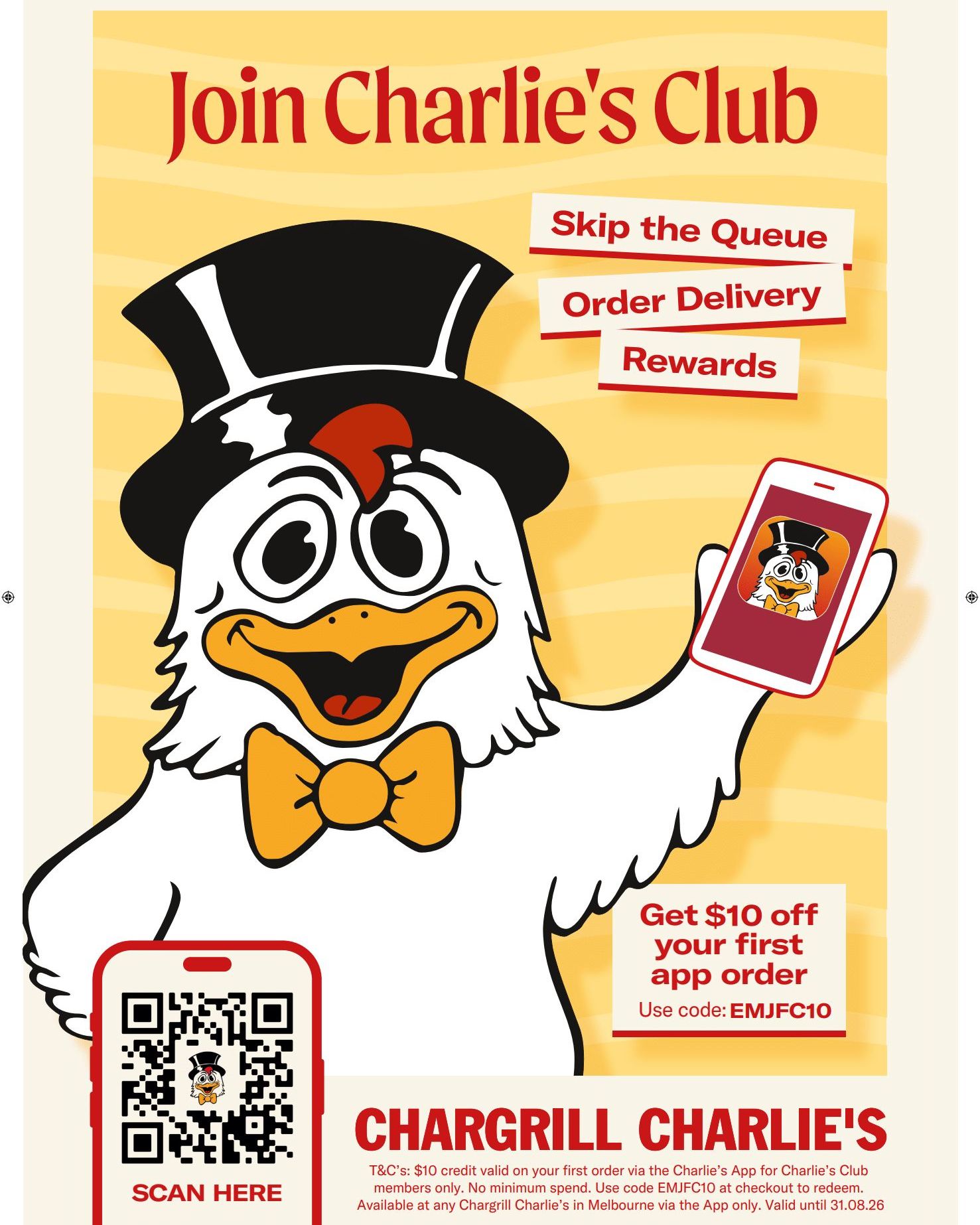 Hey there, East Malvern Junior Football Club legends! 🎉 We've got something sizzling just for you, thanks to our game day sponsor, Chargrill Charlie's! 🍔🔥
Ready to score some delicious perks? Here’s the game plan:
1. **Download the Chargrill Charlie's App**: Just a quick hop to the App Store or Google Apps, and you’re on your way!
2. **Join Charlie's Club**: Sign up and become part of the crispy crew.
3. **Score with Code EMJFC10**: Enter this code at checkout and bam—you get $10 off your first order! 🙌
But wait, there’s more! As a Charlie's Club member, you’ll unlock some awesome extras like skip-the-queue ordering, speedy delivery, and plenty of rewards. It's like having your own personal assistant to grab those post-match munchies!
So, what are you waiting for? Get your app game strong, and let’s make each match day extra tasty! 🍟🏉
#goknights #eastmalvernknights #onceaknightalwaysaknight @chargrillcharlies