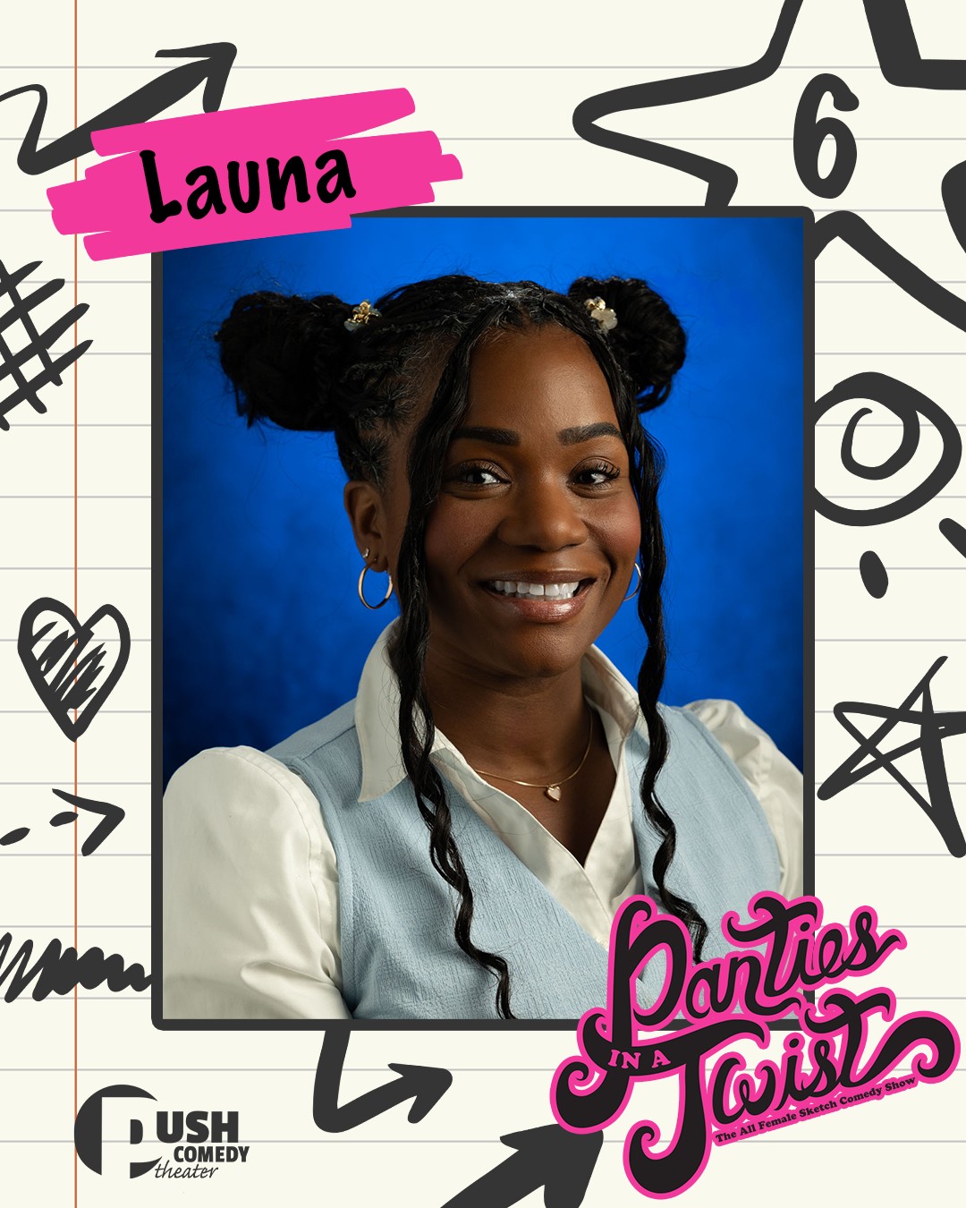 ✨ Cast Spotlight: Launa ✨
Meet Launa, performer, producer, and six-time Panties in a Twist cast member bringing heart, humor, and just the right amount of unhinged energy to the stage 💜✨
At 13, Launa was into theatre, making up dance routines with friends, Hot Cheetos & Sprite Remix…and, in her words, “trying not to get into fights.” 😭
Musically, she loved anything by Destiny’s Child, Ashanti, and Murder Inc.
Her celebrity crushes were B2K and Lil Bow Wow because if you were outside in the early 2000s, you get it.
As for favorite TV shows at 13, she can barely remember, but at one point in her childhood, she loved MadTV and 106 and Park.
Fair enough.
When asked whether her 13-year-old self would be impressed with who she is today, Launa answered yes because she is doing the things she enjoys. She has a beautiful, intelligent daughter, and she is stable in her career.
And that same grounded gratitude carries into what she loves most about Panties in a Twist: “No matter how chaotic life may be, we come together for 8 or so-ish weeks, grind it out, and create a hilariously dope show year after year.”
This year, she’s especially excited about the musical numbers.
And if she could add an Olympic sport, it would simply be “resting”.
Finally, Launa wants the world to know that they need to support women in comedy and come to the show!
So consider this your sign.
Come laugh with Launa and the rest of the cast at Panties in a Twist 13, where the sketches are wild, the costumes are ridiculous, and the women are funny as hell 💥
PANTIES IN A TWIST OPENS TOMORROW!
📅 Saturday at 7:30 PM and Sunday at 2 PM
📍 Historic Wells Theater
🎟️ Tickets at the link in our bio
Panties in a Twist is presented by @wendyschofermd
Thank you to our sponsors:
@thecollectivetattoo
@flow.massage.nfk
@yorgosbageldashery
@themusewriterscenter
📸 Donald Campbell
#pushcomedytheater #neonfk #visitnorfolkva #piat13