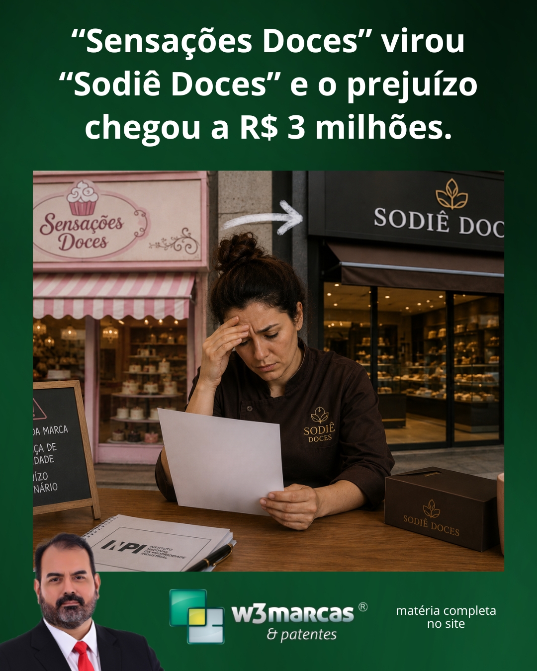 🚨 O prejuízo de não registrar uma marca pode ser muito maior do que você imagina!
O caso envolvendo a Sodiê Doces virou um grande alerta para empresários de todo o Brasil.
A empresa precisou enfrentar um prejuízo milionário após descobrir problemas relacionados ao registro da marca.
Estima-se que os custos chegaram a cerca de R$ 3 milhões com mudanças e adequações. 😳
E isso vai muito além de trocar apenas um nome.
Quando uma marca não está devidamente protegida, a empresa pode enfrentar:
❌ Custos com rebranding
❌ Troca de fachadas, embalagens e materiais gráficos
❌ Alteração em redes sociais e comunicação
❌ Perda de reconhecimento no mercado
❌ Processos judiciais e insegurança jurídica
❌ Risco de perder o direito de uso da marca
Muitos empresários acreditam que possuir CNPJ, domínio de site ou perfil no Instagram garante exclusividade sobre o nome da empresa. Mas não garante.
No Brasil, o direito de uso exclusivo da marca pertence, em regra, a quem faz o registro no INPI primeiro.
Por isso, registrar sua marca não é gasto. É proteção, segurança e valorização do seu negócio.
📌 Esse caso mostra como uma decisão adiada pode gerar enormes prejuízos no futuro.
👉 Confira a matéria completa no site da W3Marcas:
https://www.w3marcasepatentes.com.br
#RegistroDeMarca #MarcaRegistrada #INPI #ProtecaoMarcaria #Empreendedorismo #W3Marcas #GestaoEmpresarial #SodieDoces