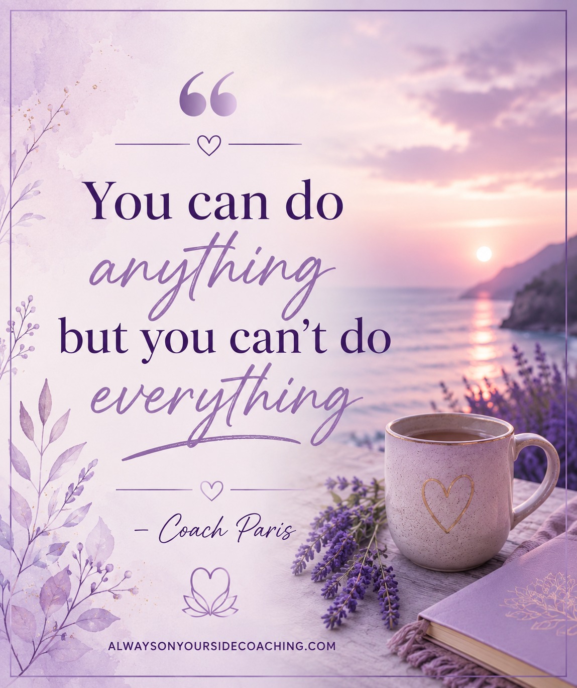 June 9th Birthday Post – Turning 61
Today I turn 61.
And if there is one thing I know for sure after 61 years, it's this:
"You can do anything, but you can't do everything."
For years I thought success meant saying yes to more, doing more, and pushing harder.
What I've learned is that a good life isn't built by doing everything. It's built by choosing what matters most and giving it your best.
This year, I'm choosing to focus on the things that bring me joy, purpose, health, and peace.
More walks.
More laughter.
More family.
More coaching.
More gratitude.
Less rushing.
Less comparing.
Less trying to be everything to everyone.
As I begin my 61st trip around the sun, I am grateful for every lesson, every challenge, every client, every friend, and every person who has been part of my journey.
Here's to another year of learning, growing, helping others, and remembering that we don't have to do it all to live a beautiful life.
💜 Coach Paris
Learn more about Always On Your Side Coaching:
Alwaysonyoursidecoaching.com
#CoachParis #AlwaysOnYourSideCoaching #BirthdayReflection #61AndGrateful #PowerOf13 #HealthyLifestyle #WellnessJourney #ChooseWhatMatters #AccountabilityCoach #CelebrateYourJourney #WeMeetYouWhereYouAre #AlwaysOnYourSide 💜