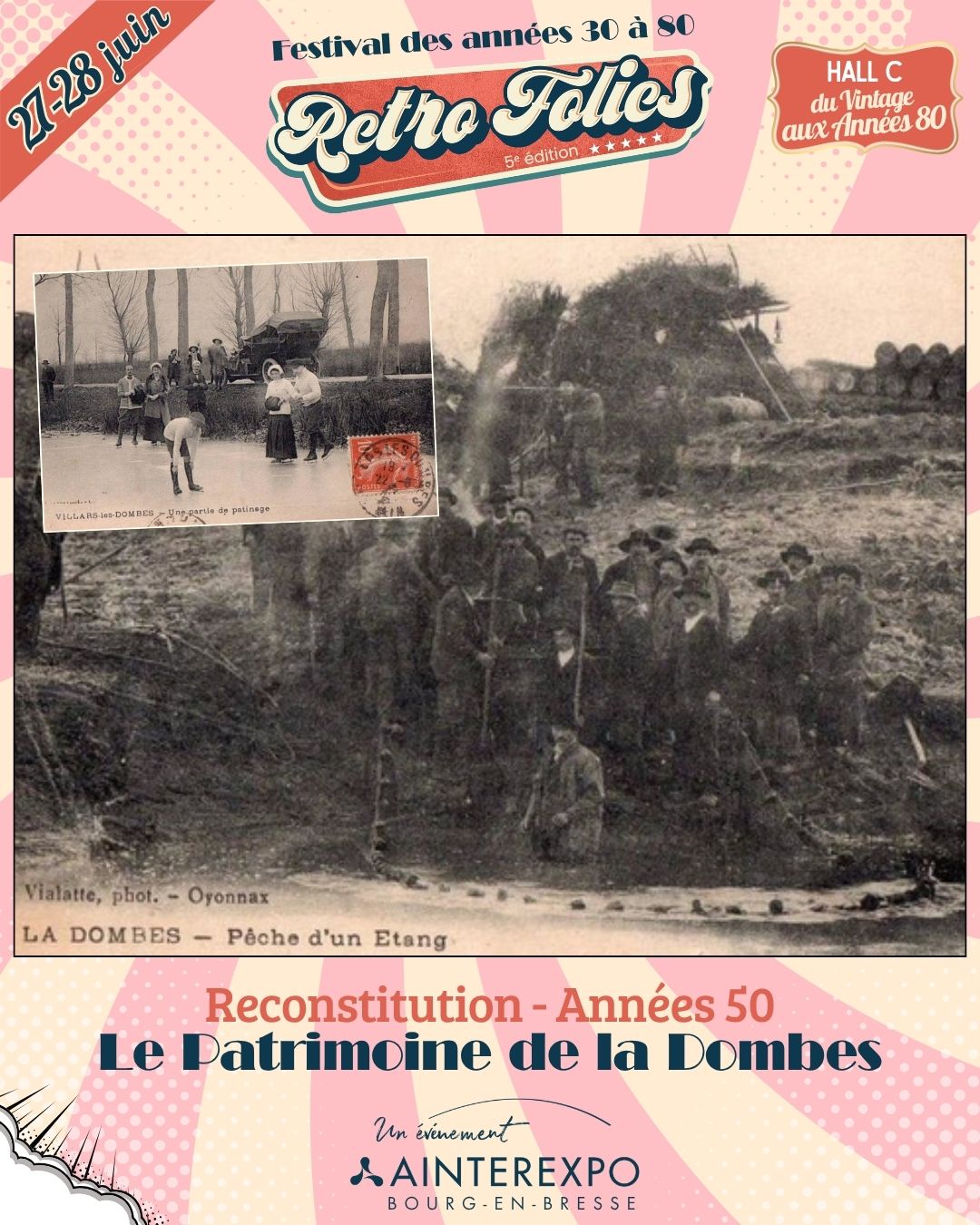 Comment vivait-on dans les Dombes, dans les années 50 ?
✨ Une identité unique
Entre eau et terre, tradition et modernité, la Dombes séduit par son authenticité, sa douceur de vivre, son patrimoine discret mais précieux🌿
Contrairement à la pêche classique, la Dombes se distingue par une pratique emblématique : la pêche d’étang, célébrée une fois par an.
Ce moment, appelé “la pêche”, est un véritable événement :
Filets tirés à la main
Poissons rassemblés dans la pêcherie
Ambiance conviviale et spectaculaire
Venez découvrir cette tradition ancestrale au travers d’une exposition de matériaux d’autrefois et des discours passionnés des pisciculteurs qui vous parleront des carpes, brochets et autres tanches comme de vrais trésors réputés depuis des décennies !
🎁 Challenge ! Sauriez-vous deviner à quoi sert chaque objet de la mallette mystère ?
RDV au festival - Hall C
📅 27 & 28 juin 2026 |📍 AINTEREXPO – Bourg-en-Bresse
Faites partie de l’aventure Retro Folies 2026
🎫 Billetterie sur : festival-retrofolies.com
#RetroFolies #RetroFolies2026 #Ainterexpo #BourgenBresse #Vintage