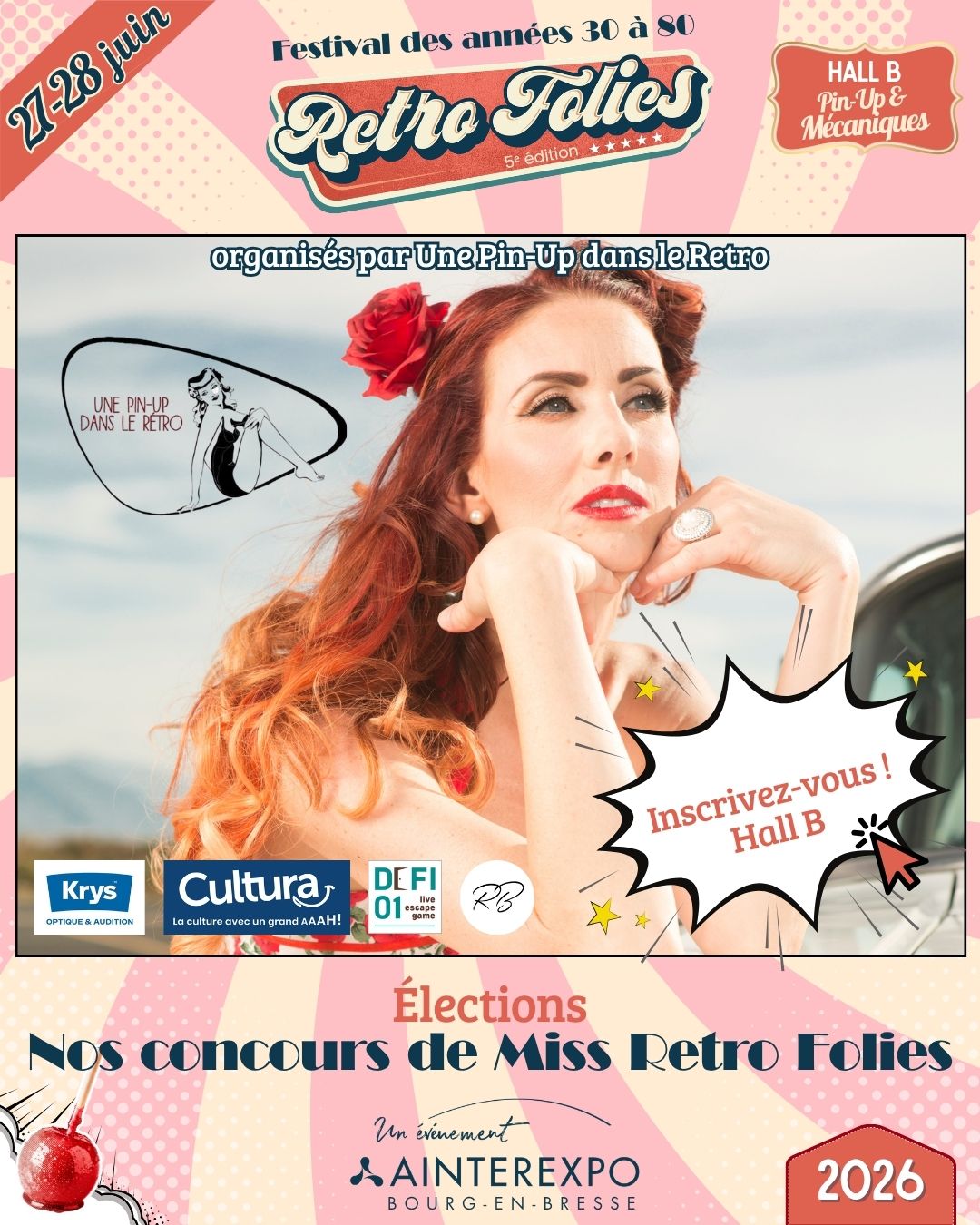 Retro Folies, c'est dans moins d'1 mois !
🎀✨On vous prépare des concours pour tous les styles, toutes les générations… et toutes les personnalités ❤️
Que vous soyez adepte du glamour des années 50, passionné de looks vintage ou simplement prêtent à vous amuser, il y a forcément un concours fait pour vous :
🗓️ Samedi
15h 👧 𝗠𝗶𝗻𝗶 𝗠𝗶𝘀𝘀 𝗥𝗲𝘁𝗿𝗼 𝗙𝗼𝗹𝗶𝗲𝘀 – les plus jeunes stars du rétro
& 👵 𝗠𝗶𝘀𝘀 𝗠𝗮𝗺𝗶𝗲 𝗥𝗲𝘁𝗿𝗼 𝗞𝗿𝘆𝘀 – style, audace et bonne humeur à tout âge
17h30💄 𝗠𝗶𝘀𝘀 𝗥𝗲𝘁𝗿𝗼 𝗙𝗼𝗹𝗶𝗲𝘀 𝗣𝗶𝗻-𝗨𝗽 – l’élégance et le charme des années 50-60
🗓️ Dimanche
11h 🌿 𝗠𝗶𝘀𝘀 𝗩𝗶𝗻𝘁𝗮𝗴𝗲 𝗞𝗿𝘆𝘀 – authenticité et élégance, toutes époques
14h30 🕺 𝗠𝗶𝘀𝘁𝗲𝗿 𝗮𝘂 𝗣𝗼𝗶𝗹 – look affirmé, barbe soignée, charisme
Nouveau !
RDV à 13h le dimanche pour un show coiffure by Enzo sur scène avec Dessange
👉 Inscriptions auprès des membres de l'association organisatrice @unepinupdansleretro
📍 Hall B | Scène Pin-Up
Merci à tous nos partenaires pour les lots qu’on dévoilera plus tard ;)
@krysruepasteur @culturafr @romain_bebon_photographe @cavabarber
@defi01_escape_game_bourg @ainterexpo_ekinox
@dessangebourgenbresse @enzo_dessange
@ain.le.departement @ville.bourgenbresse @bourgenbresse
Photos : PhotoClubBressan01
#RetroFolies #PinUp #Vintage #MissRetroFolies #MissVintage #MisterAuPoil #RetroStyle #ConcoursVintage #PinUpStyle #BourgenBresse #FestivalRetro #VintageVibes @agendaculturelfr