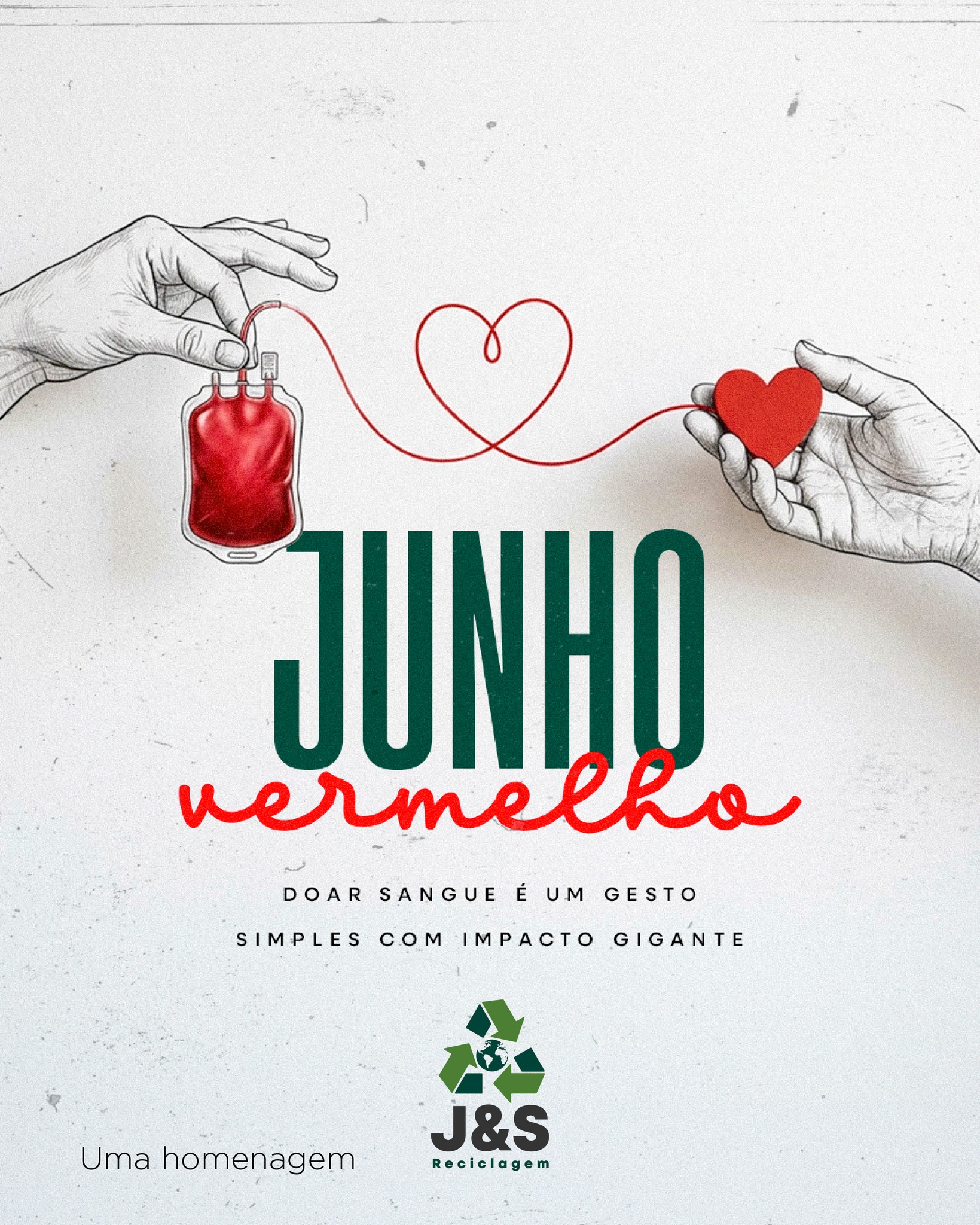 🩸 Junho Vermelho: um gesto que salva vidas ❤️
Doar sangue é um ato simples, mas capaz de transformar histórias e oferecer uma nova chance para quem mais precisa.
Neste Junho Vermelho, a J&S Reciclagem reforça a importância da solidariedade e convida todos a refletirem sobre o poder de uma doação. Uma única bolsa de sangue pode ajudar várias pessoas e fazer a diferença em momentos decisivos.
Faça parte dessa corrente de amor e esperança. Doe sangue. Compartilhe vida. 🫶🩸
#JunhoVermelho #DoeSangue #SalveVidas #Solidariedade #JSeReciclagem #ResponsabilidadeSocial #FaçaADiferença #AmorAoPróximo #VidaQueSegue