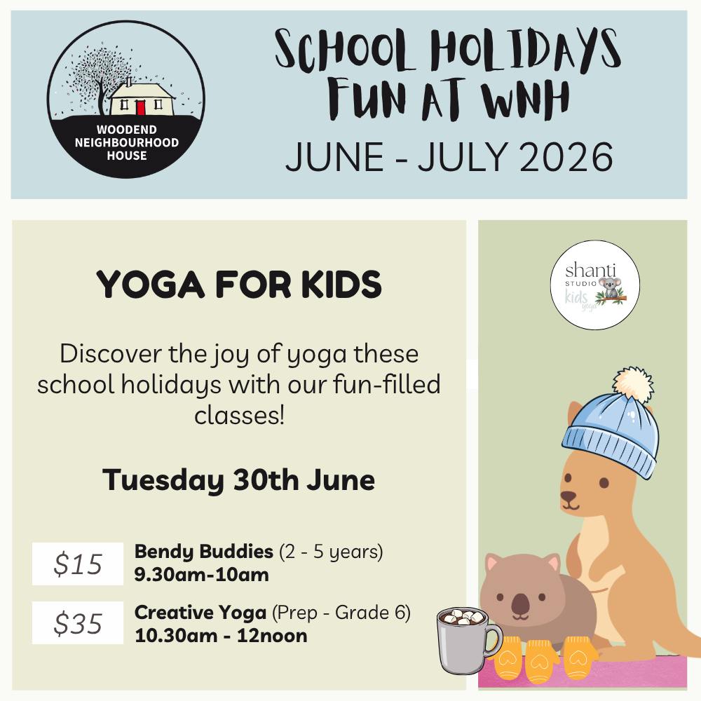 🧘♂️🎨🎭 SCHOOL HOLIDAY WORKSHOPS ARE HERE! 🧱✨
Looking for ways to keep the kids entertained, creative, and active these school holidays? We’ve got an incredible lineup of workshops featuring yoga, art, drama, and LEGO® bricks!
Spaces are limited, so check out the schedule below and secure your child's spot today! 👇
🧘♀️ Yoga with Sarah from Shanti Studio: Discover the joy of yoga with these fun-filled classes!
- Bendy Buddies (Ages 2–5): Tuesday 30th June | 9:30am – 10:00am | $15
- Creative Yoga (Prep – Grade 6): Tuesday 30th June | 10:30am – 12:00pm | $35
🎨 Art with Penelope Cato: Unleash your child's inner artist with two incredibly fun creative workshops!
- Monster Burgers (Prep – Grade 6): Wednesday 1st July | 10:30am – 12:00pm | $35
- Sticker Mandalas (Prep – Grade 6): Wednesday 8th July | 10:30am – 12:00pm | $35
🎭 Drama with Storyboard Drama: Join the crew for a fun, energetic, and confidence-boosting performance workshop!
- Drama Workshop (Prep – Grade 6): Thursday 2nd July | 9:30am – 12:00pm | $35
🧱 LEGO® Fun with Bricks 4 Kidz: The crowd favourites are back for two action-packed, brick-building workshops!
- Race with Mario (Prep – Grade 4): Tuesday 7th July | 9:30am – 12:30pm | $69
- Junior Robotics (Grade 3 – 6): Tuesday 7th July | 1:00pm – 4:00pm | $69
🎟️ HOW TO BOOK:
Don't let the kids miss out on the holiday fun!
👉 Click the link in our bio / Visit our website to book your tickets now.
#SchoolHolidays #KidsWorkshops #KidsActivities #YogaForKids #KidsArt #DramaWorkshop #Bricks4Kidz #LegoRobotics #SchoolHolidayFun #SupportLocal #WNH #Woodend #MacedonRanges #WoodendNeighbourhoodHouse