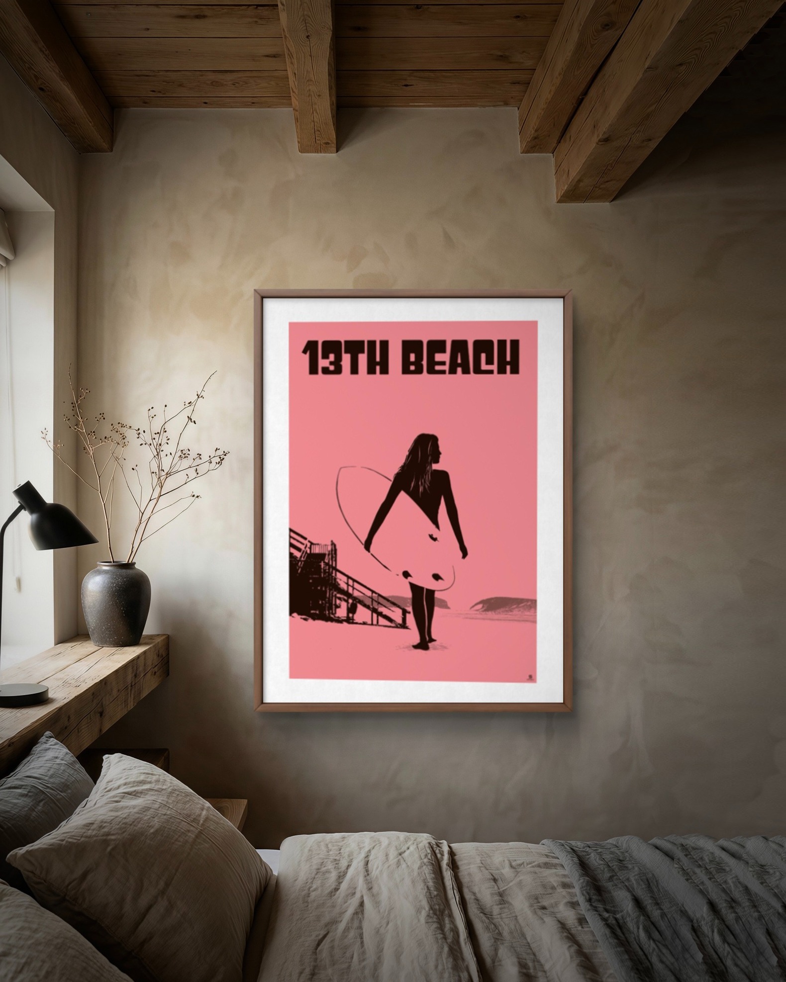 Late afternoon of girl surfer and wave at 13th Beach in soft pink and chocolate. Style for your home. Range of prints to choose from.
#13thbeach #surf #barwonheads #RetroVibes #artprint