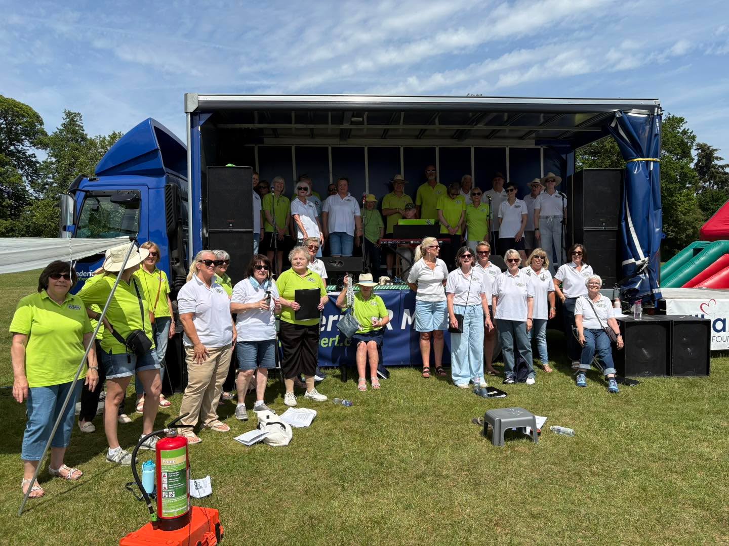 It’s always a privilege to support every charity that we sing with. Today it was a privilege to sing at Teddy’s weekender in Alton. Look them up- what they do, how they support families connected to Williams Syndrome, what events they put on… today’s we sang at their fundraising day. They put on a great party! So thank you Elvie and the whole team, Grace who sang with us because… why not?! And Pete and all the singers. It was hot but lovely! And good quality! The backs of my ears and my calves hurt. 😂🥵