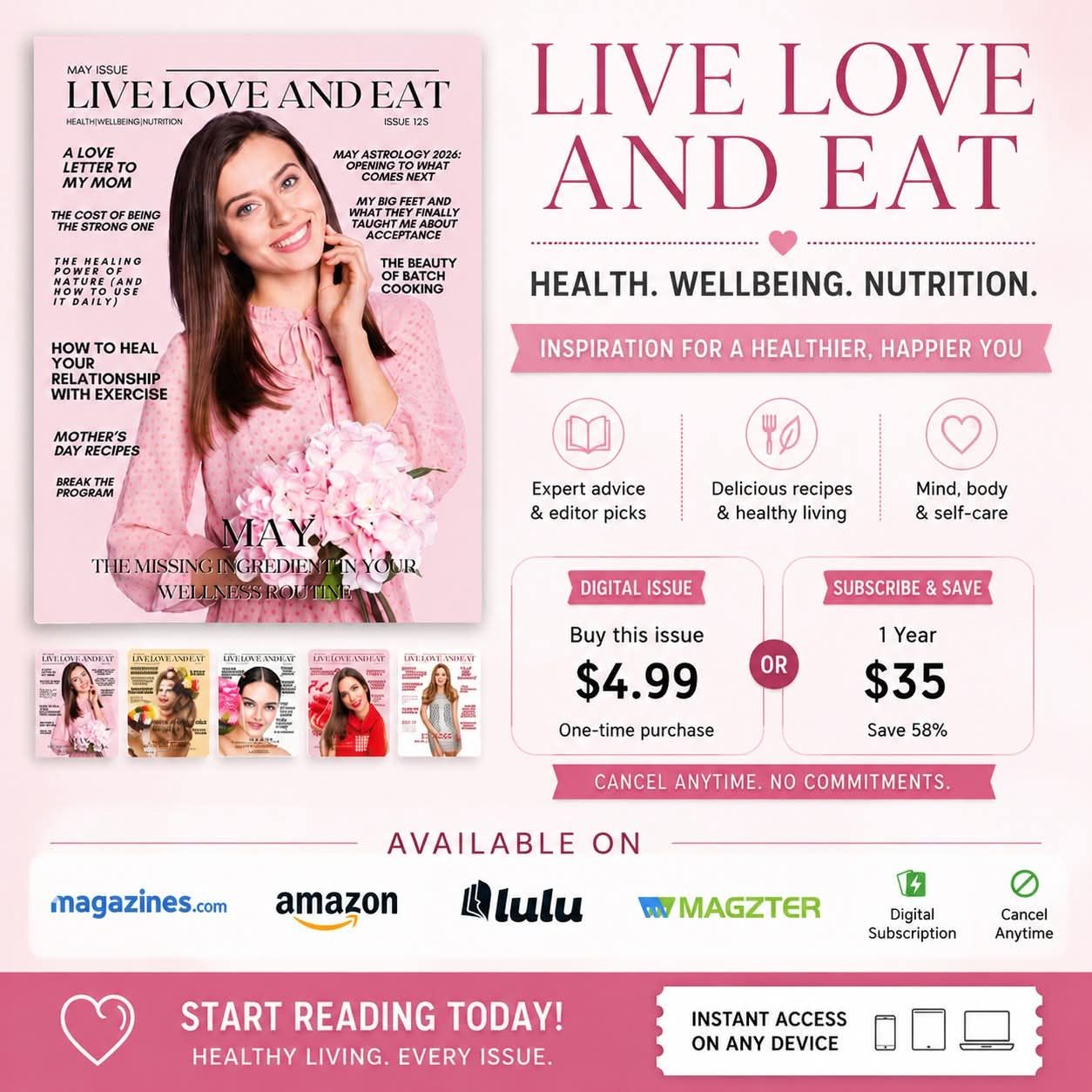 Your wellness journey starts here!
Discover inspiration, nourishing recipes, self-care tips, and empowering stories in every issue of Live Love and Eat Magazine.
Available in print & digital
Expert wellness advice
Healthy recipes & lifestyle inspiration
Mind, body & self-care content
Subscribe today for only $35 per year
Read anytime, anywhere!
#LiveLoveAndEat #HealthyLiving #WellnessJourney #SelfCare #HealthyLifestyle #Nutrition #MindBodySoul #WomenSupportingWomen #DigitalMagazine #WellnessMagazine