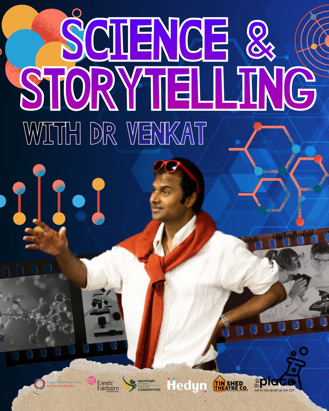 🔬✨ Storytelling with Science with Dr Venkat
What if the ordinary world is full of hidden stories written in science?
Join Dr Venkat for a fun, story-filled session exploring the fascinating science behind everyday life. From wandering shadows and ticking clocks to expanding buildings and everyday mysteries, discover the surprising explanations behind things we see all around us but rarely stop to question.
Perfect for curious minds of all ages, this interactive session brings science to life through stories, wonder and discovery.
📅 Saturday 6 June
⏰ 12pm – 1pm
🎟️ FREE – Just turn up!