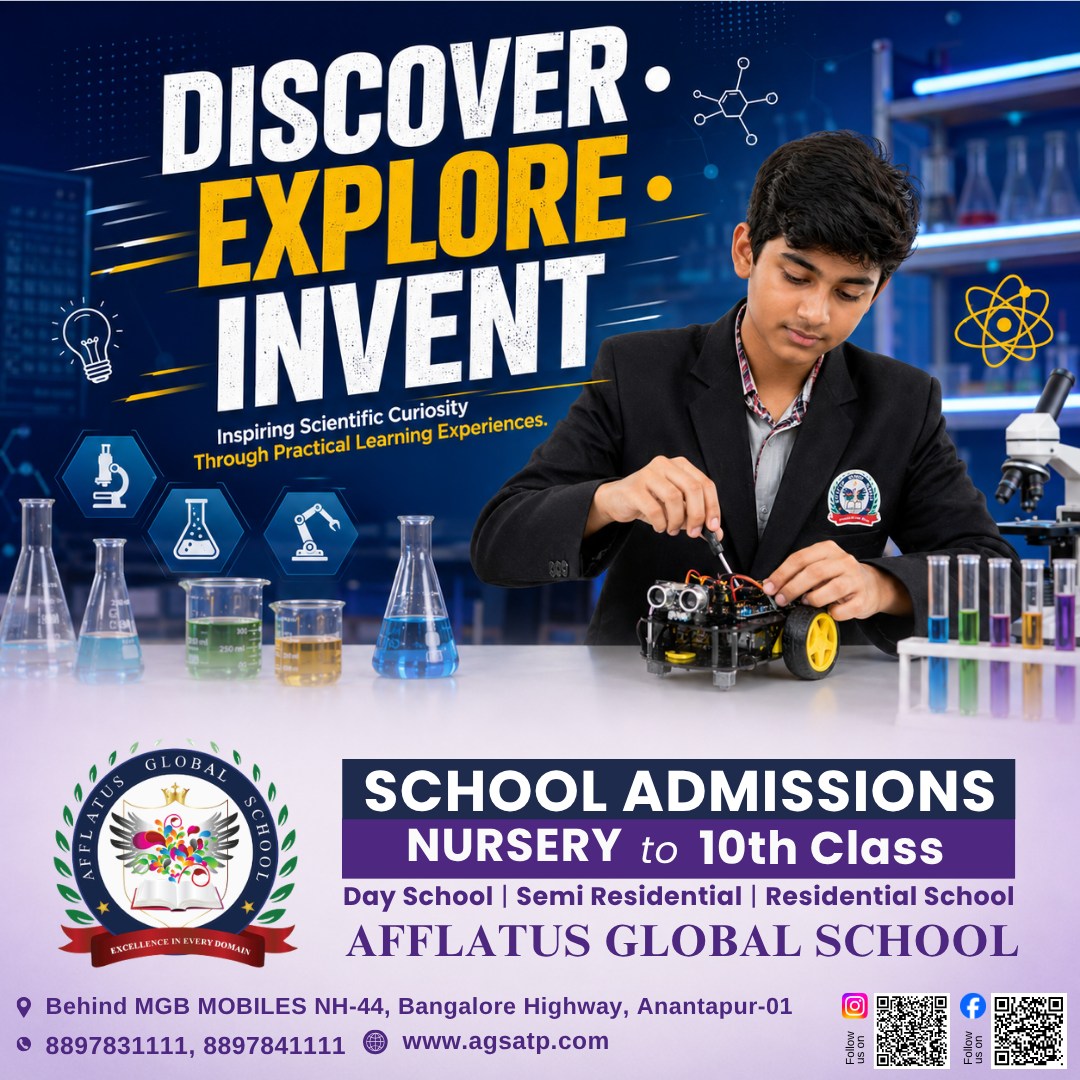 π¬ Discover β’ Explore β’ Invent π
Inspiring scientific curiosity, innovation, and practical learning experiences that prepare students for the future of technology and discovery.
β¨ Admissions Open β Nursery to 10th Class β¨
#AfflatusGlobalSchool #Innovation #STEMEducation #FutureScientists #PracticalLearning #Robotics #AdmissionsOpen