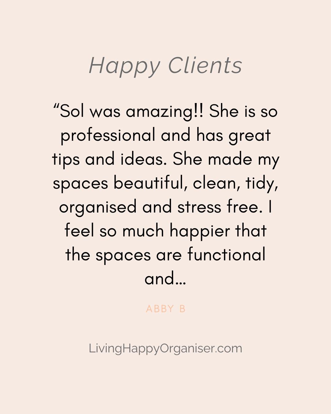 Post 1 of 2 🤍
Reading feedback like this reminds me why I love what I do.
Creating organised spaces is not just about making a home look tidy. It’s about helping people feel calmer, less overwhelmed, and able to properly use and enjoy their spaces again.
Thank you so much for your beautiful words, Abby 🫶🏽
LivingHappyOrganiser.com
Simplifying your life
.
.
.
#HappyClients #ProfessionalOrganiser #OrganisedHome #DeclutterYourLife #SimpleLiving