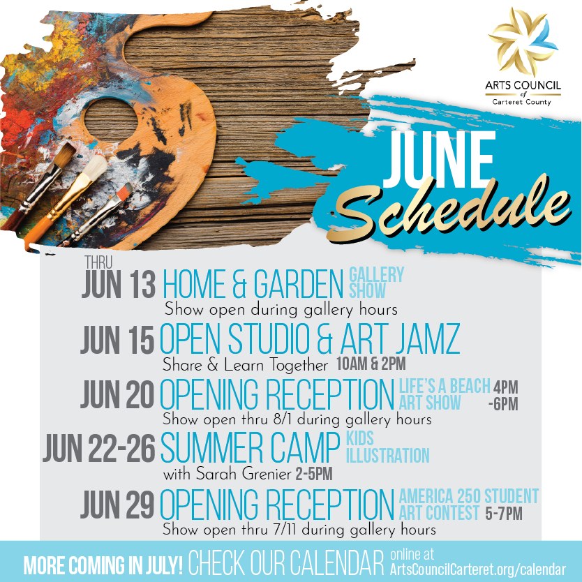 🗓️ It's officially June! 🎣
Mark your calendars for these upcoming events!
For more information and registrations, visit ArtsCouncilCarteret.org/calendar 🖥️
#artscouncil #getinvolved #artworkshops #createtogether #artstudio #shareyourart #galleryshow