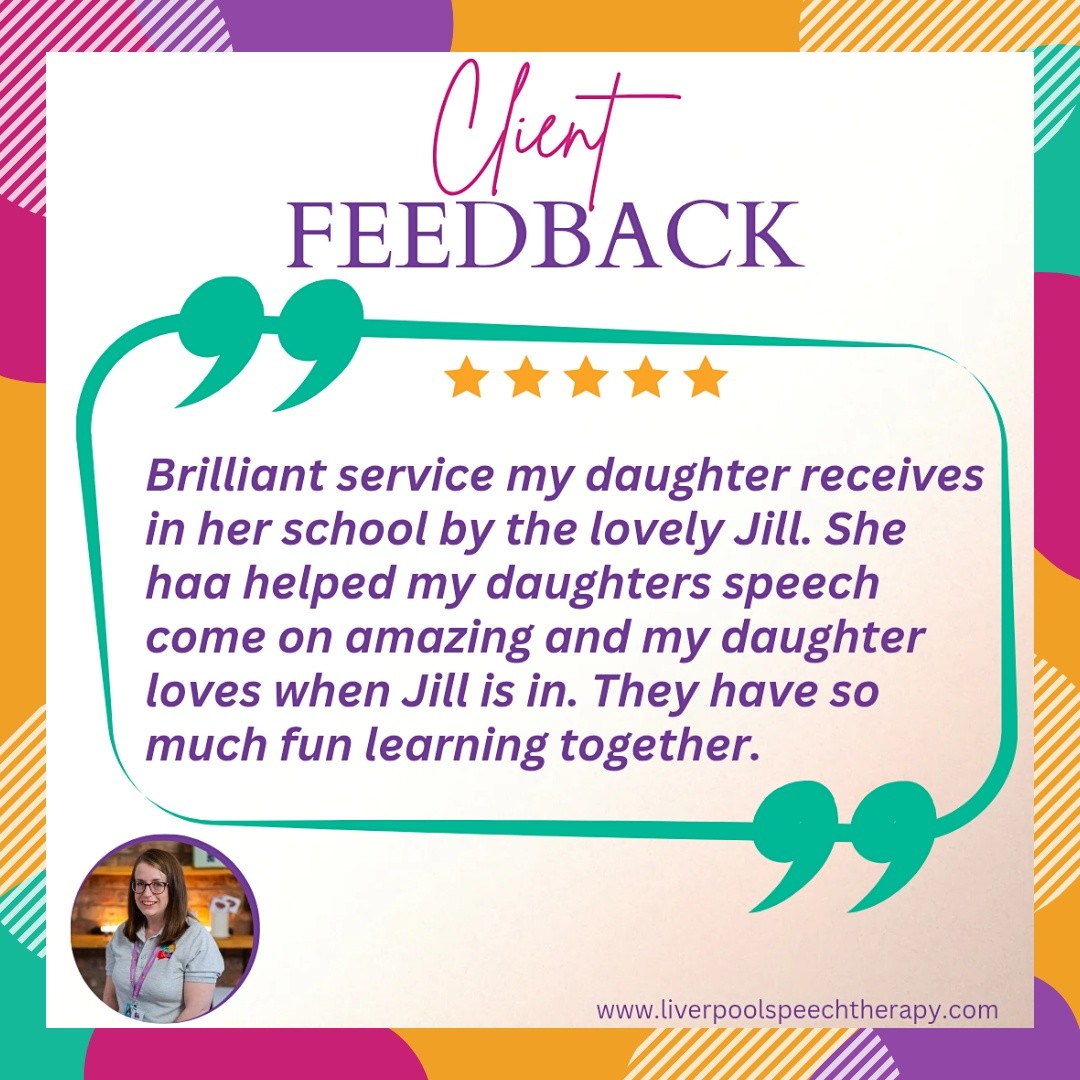 ✨Feedback Friday✨
We were thrilled to receive this wonderful feedback about Jill from one of our school parents recently.
It’s always so rewarding to hear about the positive impact of our support, and especially lovely to know how much children enjoy their sessions. Seeing children grow in confidence and develop their communication skills is why we do what we do. 💜
This child has made incredible progress, and we couldn’t be prouder of everything they have achieved. A huge well done to both Jill and this fantastic little one for all their hard work! 🌟
#feedbackfriday #liverpoolspeechtherapy #speechtherapyliverpool