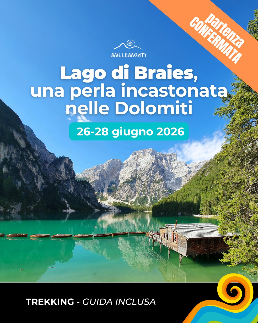 🏔️ UN WEEKEND DI TREKKING TRA LE VETTE DELLE DOLOMITI E LE ACQUE DI BRAIES 🏔️
3 giorni di escursioni tra alcuni degli scenari più affascinanti dell’Alto Adige: sentieri panoramici, rifugi immersi nel silenzio, vallate alpine e il fascino turchese del Lago di Braies.
✨ Durante il viaggio vivrai:
🥾 Escursioni tra il Lago di Braies e gli angoli più suggestivi della Val di Foresta
⛰️ I panorami iconici della Val Fiscalina, nel cuore delle Dolomiti
🌄 Una salita mozzafiato verso Cima Specola, terrazza naturale sulle grandi cime alpine
🍽️ Pause gourmet tra rifugi e masi tradizionali con degustazioni locali
Tre giorni pensati per chi cerca esperienze vere in buona compagnia, ama camminare nella natura e desidera scoprire le Dolomiti con il giusto equilibrio tra avventura e relax.
📅 26–28 giugno 2026
✅ Partenza confermata
⚠️ Posti limitati
👉 Scopri il programma completo e riserva subito il tuo posto su www.millemonti.it!
#millemonti #trekking #dolomiti #lagodibraies #viaggiodigruppo #outdoor #escursionismo #trekkingitalia #altoadige #hiking #dolomites #weekendinmontagna #montagna #naturelovers #travelitaly #trekkingdolomiti
@sportlandweb_ @kayland_official @rockexperienceofficial @guidealpinelombardia @guidealpine_italiane